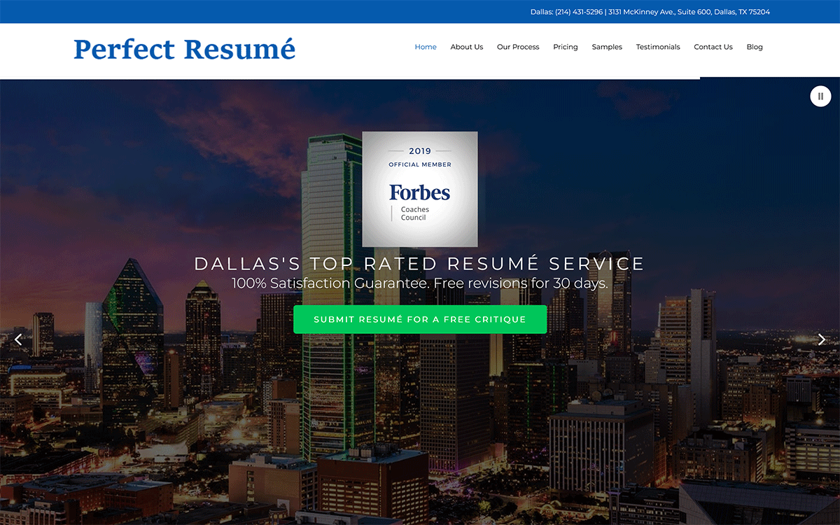 Perfect Resume Homepage