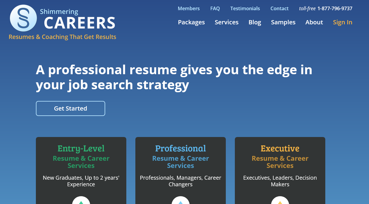 Shimmering Careers Landing Page