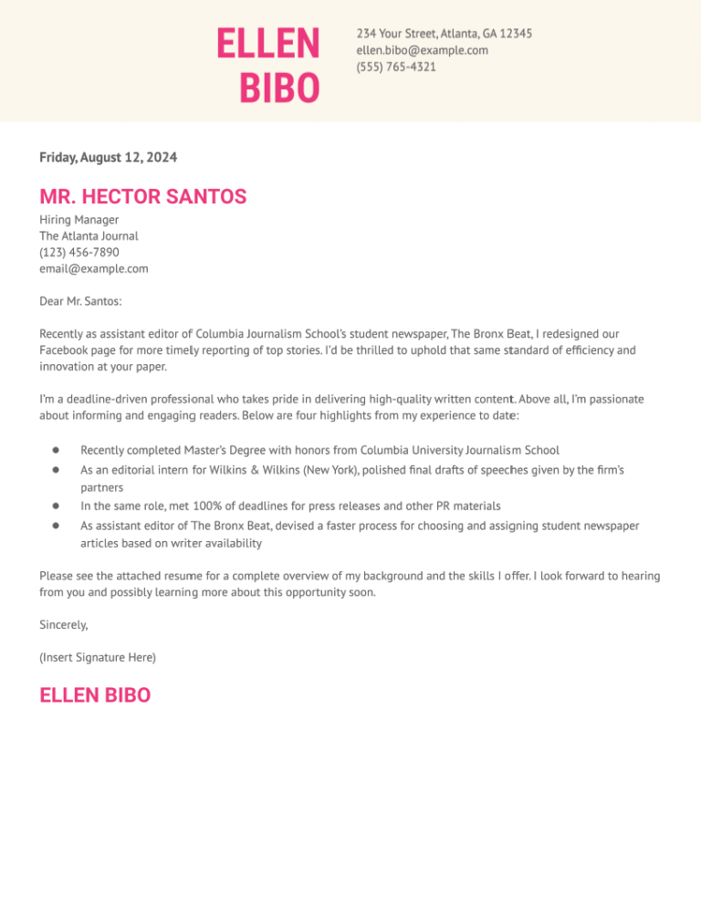 Student Cover Letter Examples and Templates for 2024