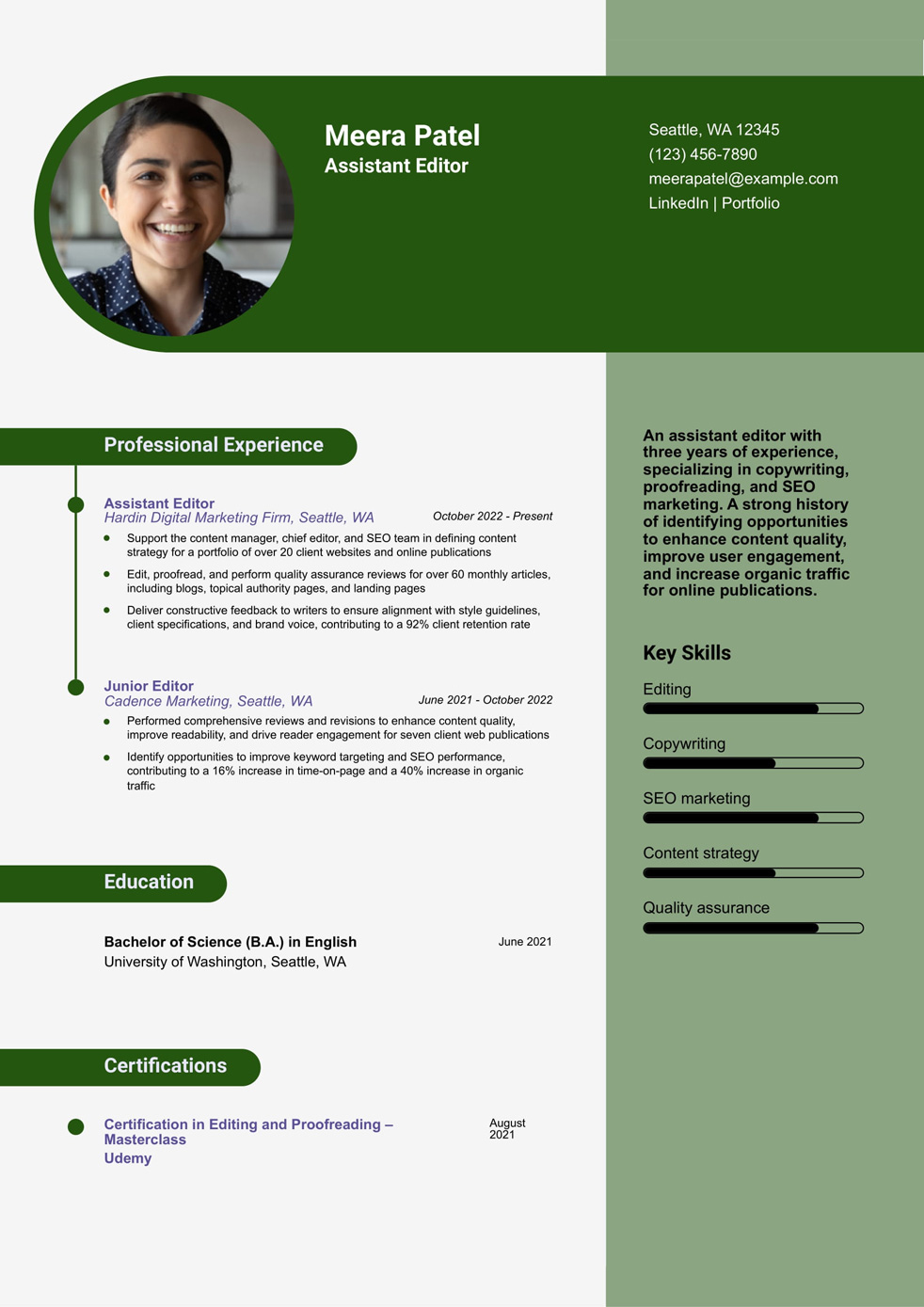 Editor Resume Example