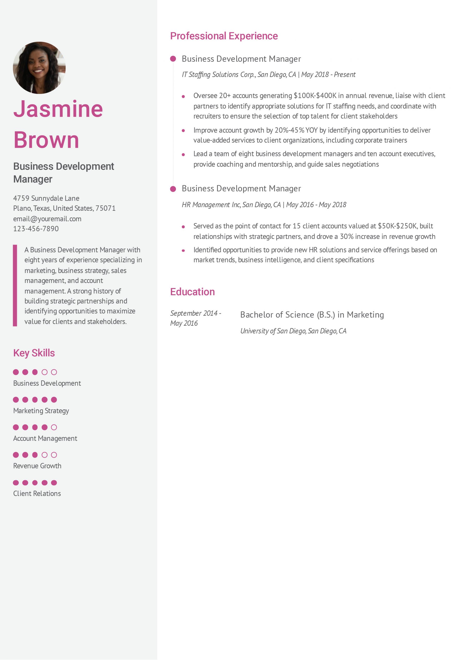 Business Development Manager Resume Examples and Templates for 2025
