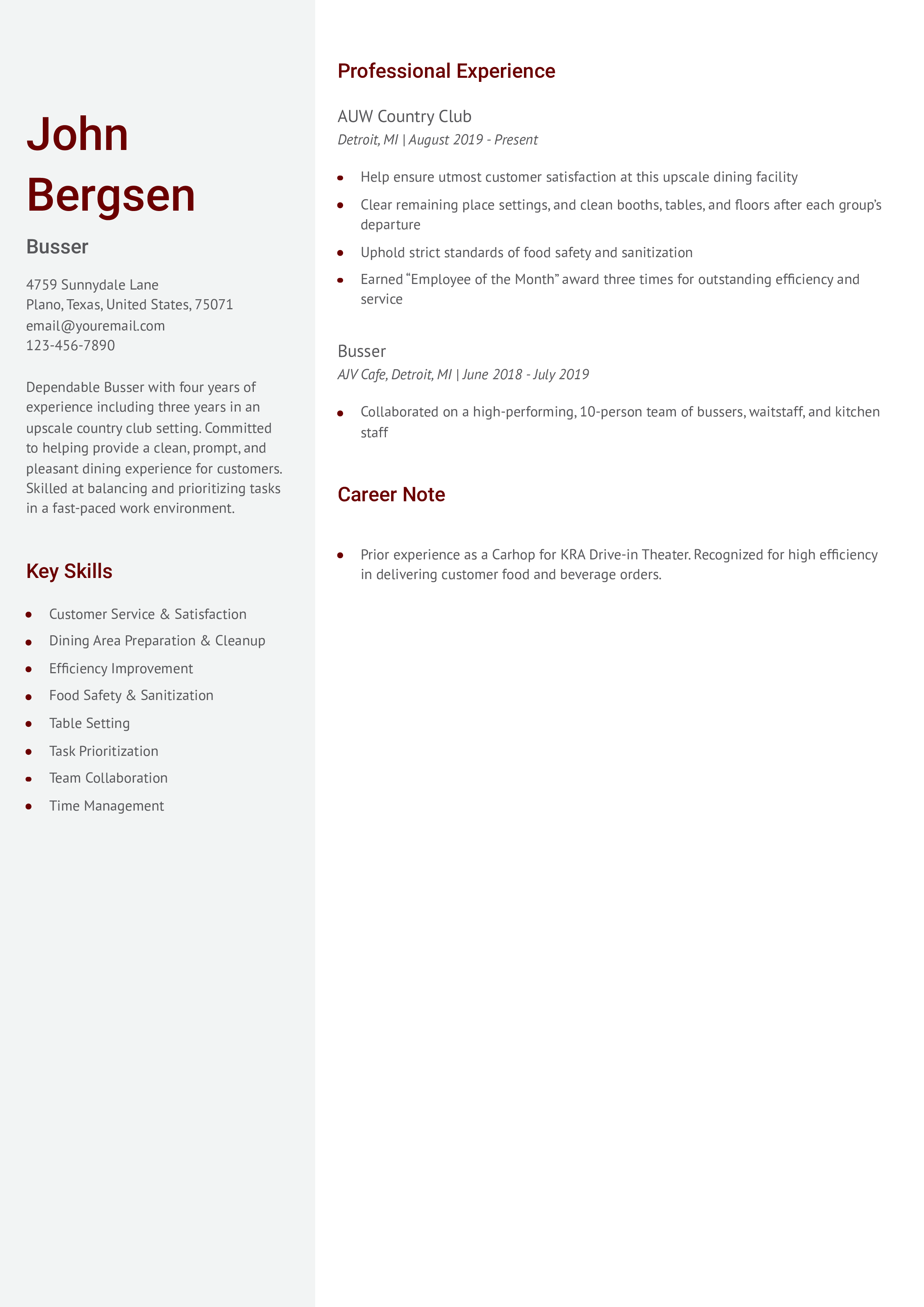 Busser Resume Examples and Templates - Busser Entry Level.pdf 