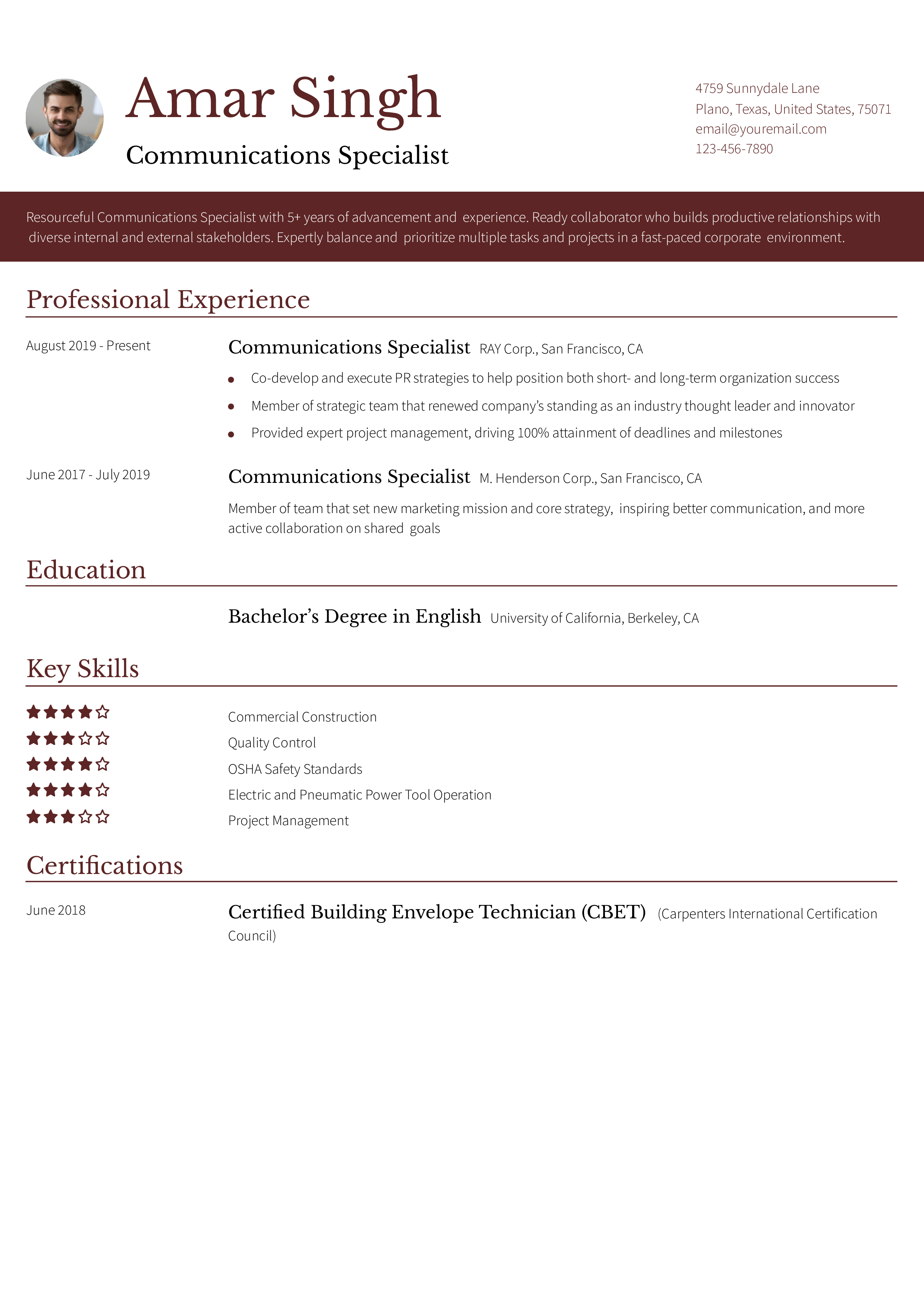 Mid-Career Resume