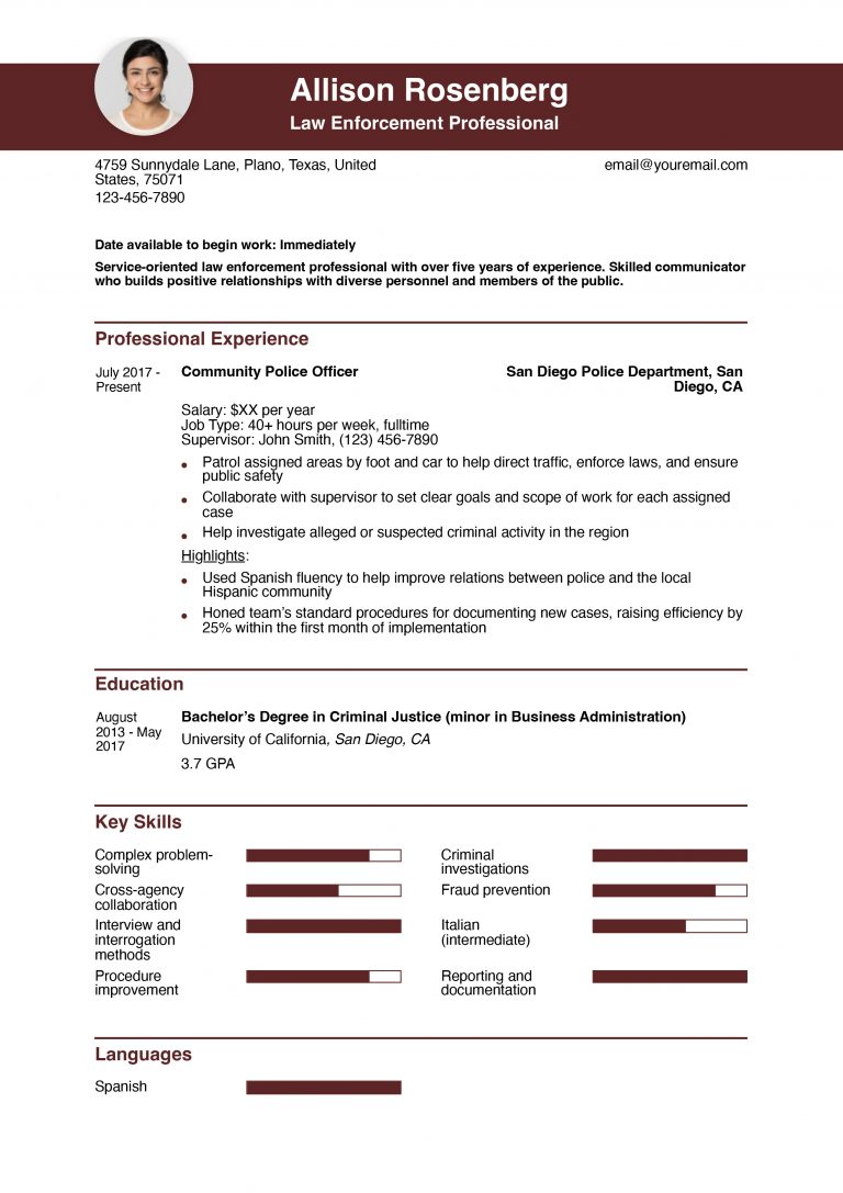 FBI Agent Resume Examples and Templates - FBI Agent Mid Level 768x1087 