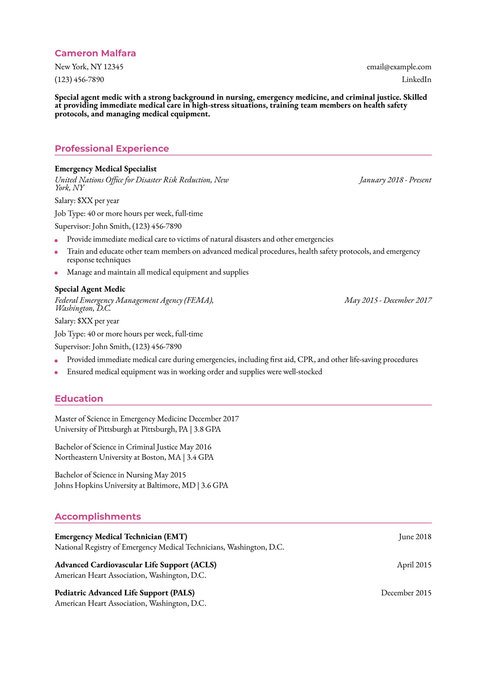 FBI Agent Resume Example 7