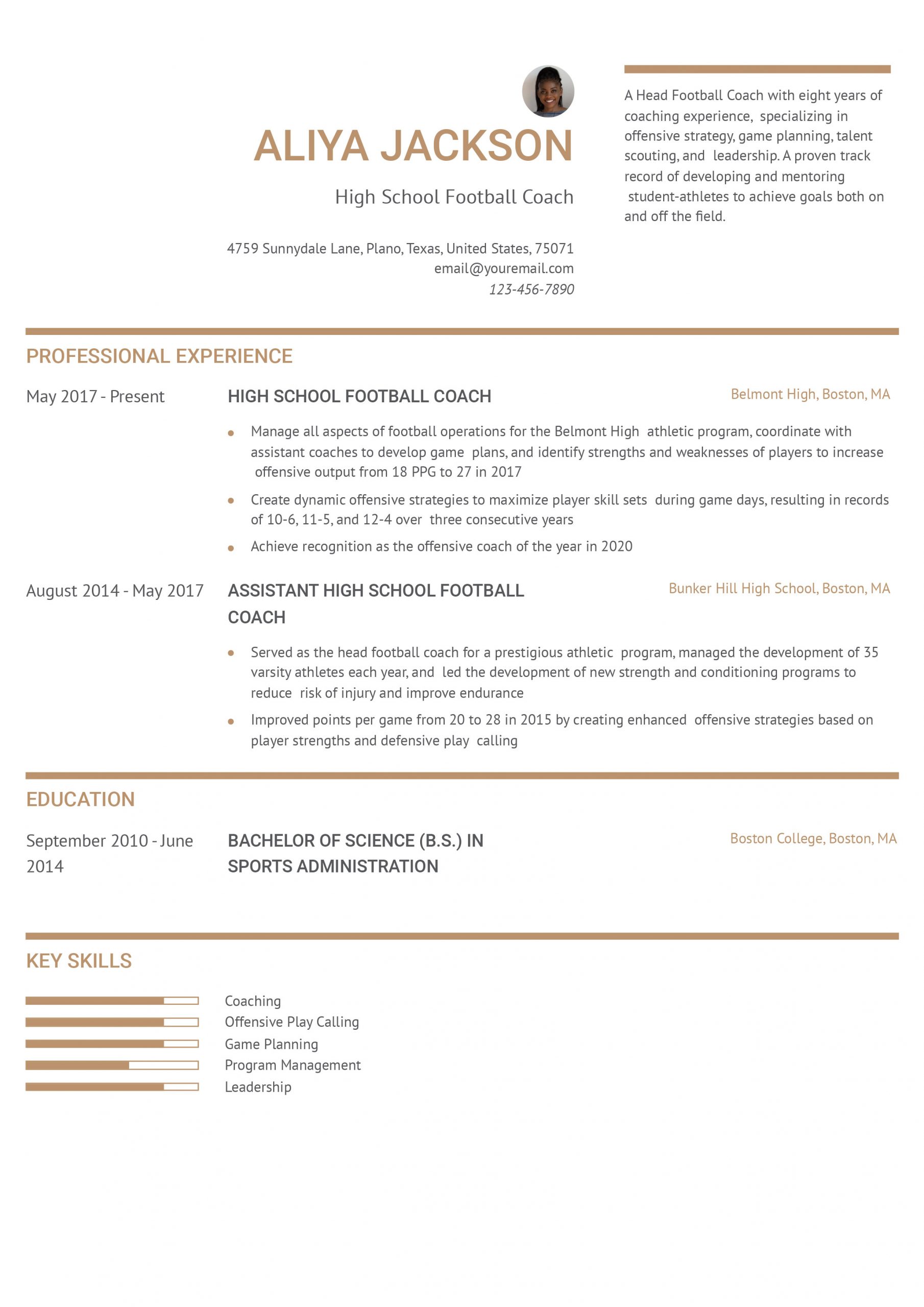 High School Football Coach Resume Examples and Templates for 2025