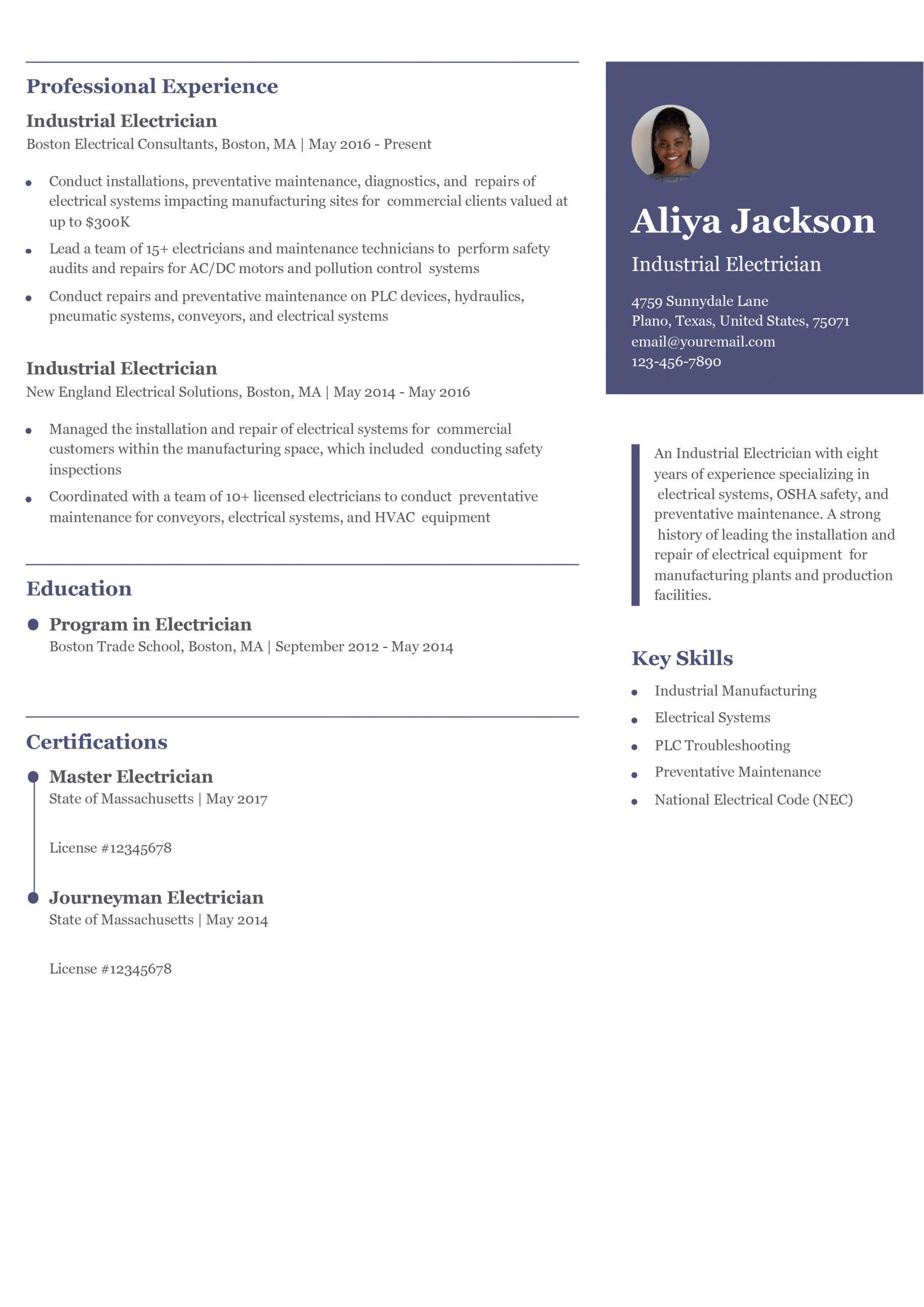 Industrial Electrician Resume Examples and Templates for 2025