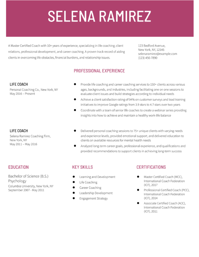 Life Coach Resume Examples and - Life Coach Resume Examples And Templates For 2023 768x994 