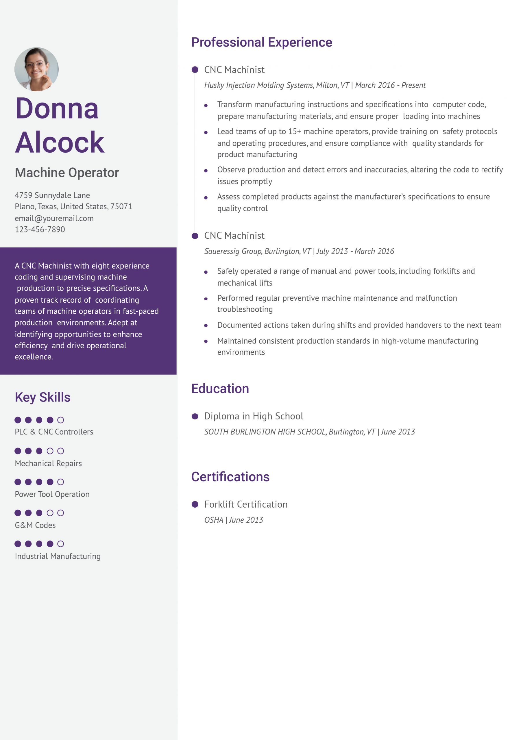 Machine Operator Resume Examples and Templates for 2025