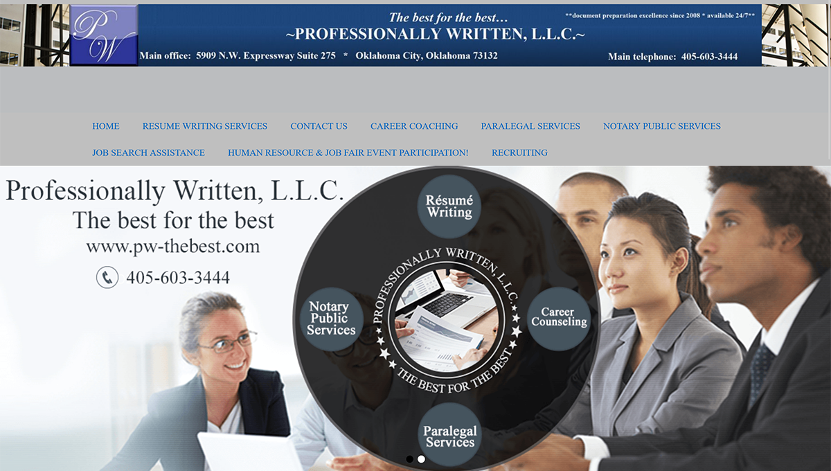 Professionally Written, LLC Homepage