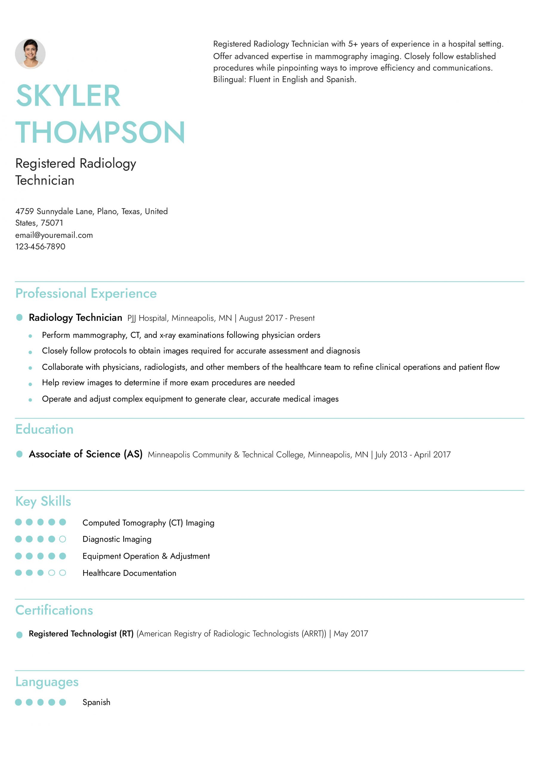 Radiology Technician Resume Examples and Templates for 2025