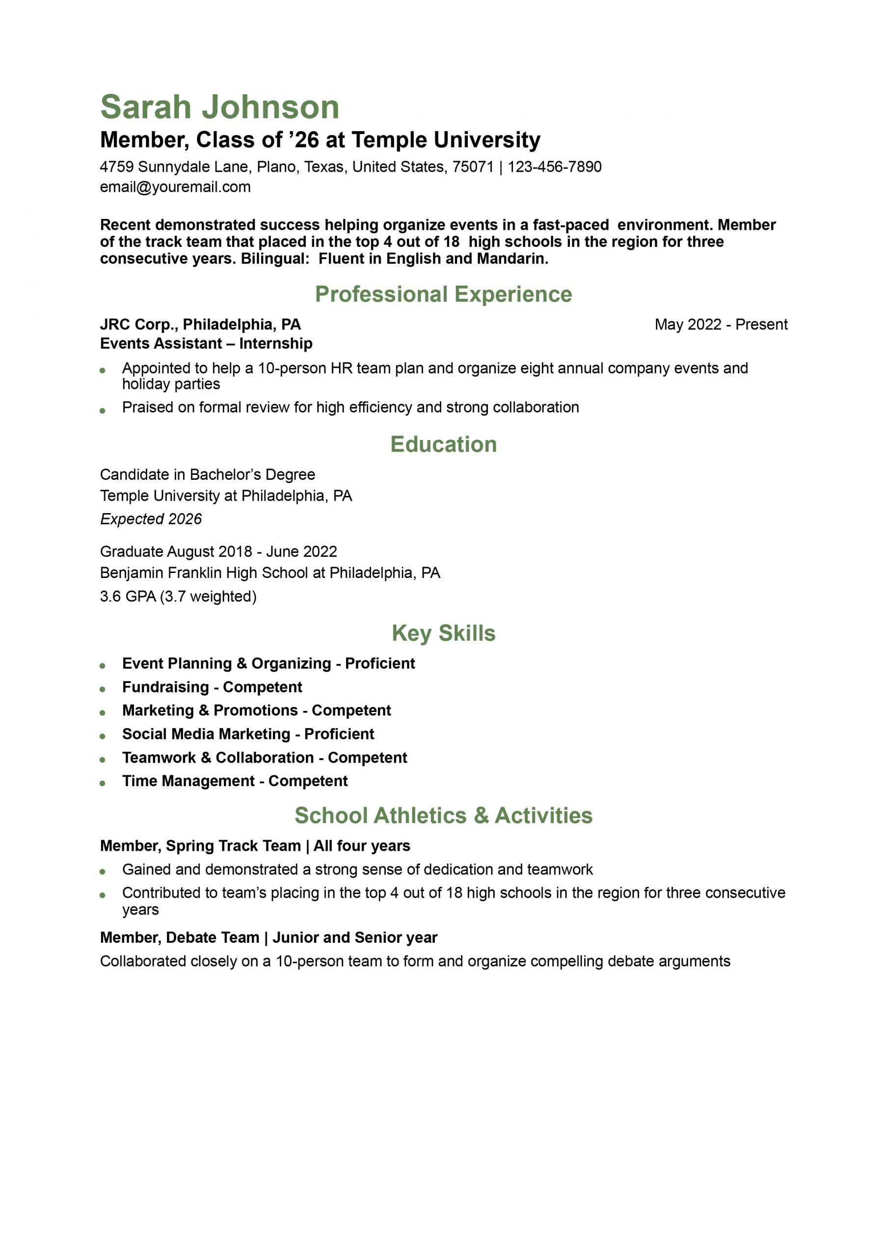 Sorority Resume Examples and Templates for 2025 - ResumeBuilder.com