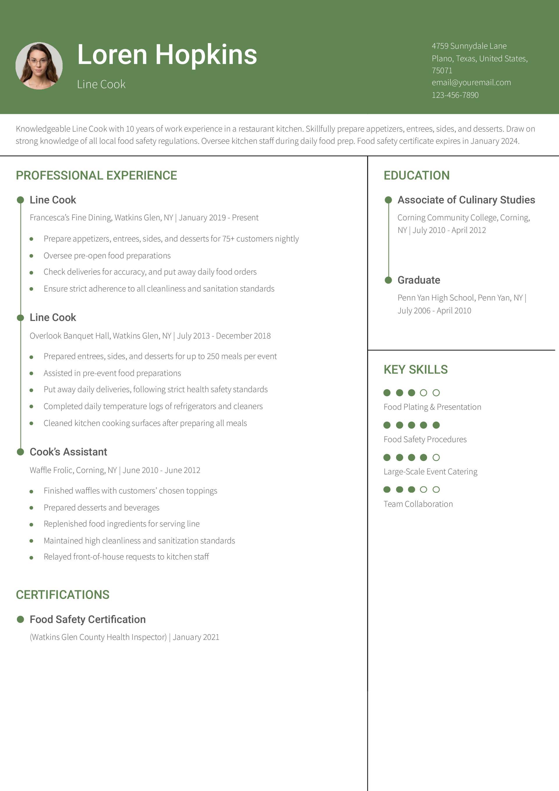 Best Culinary Resume Examples And Templates For 2026 ResumeBuilder Best Culinary Resume Examples And Templates For 2026 ResumeBuilder