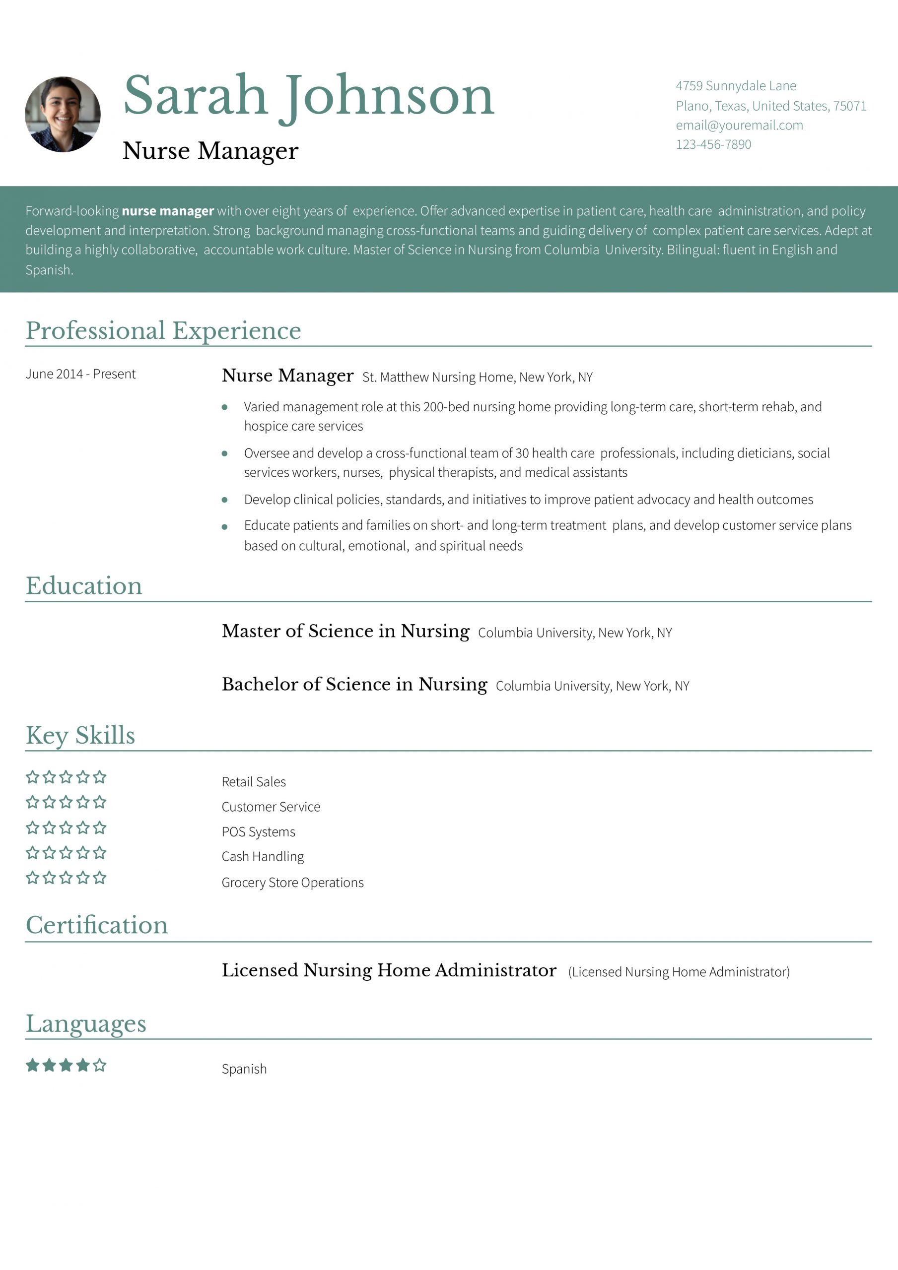 Health Care Management Resume Examples and Templates for 2025