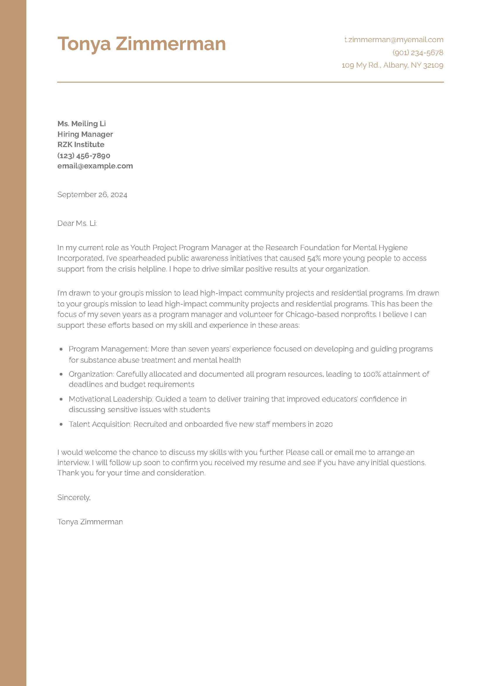 Program Manager Cover Letter Examples and Templates for 2025