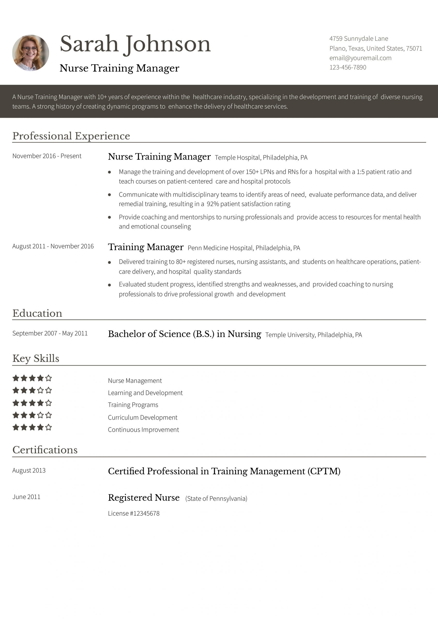 Training Manager Resume Examples and Templates for 2025