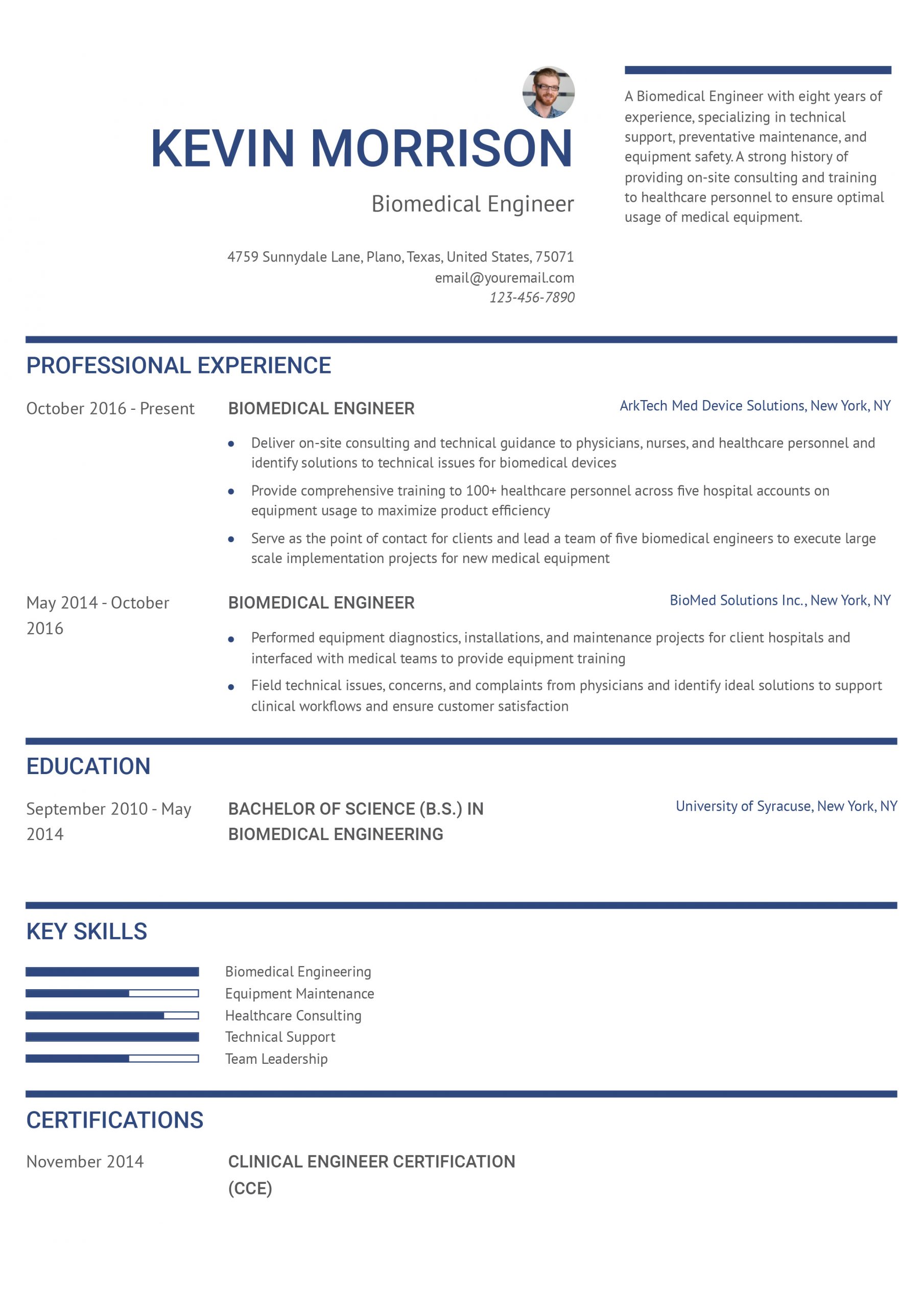 Biomedical Engineer Resume Examples and Templates for 2025