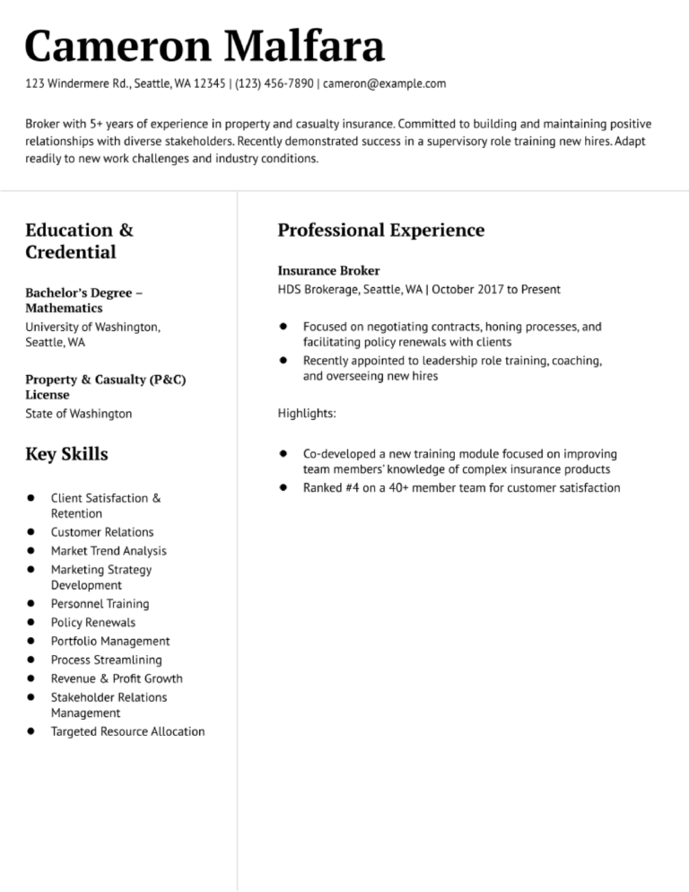 Broker Resume Examples and Templates for 2024
