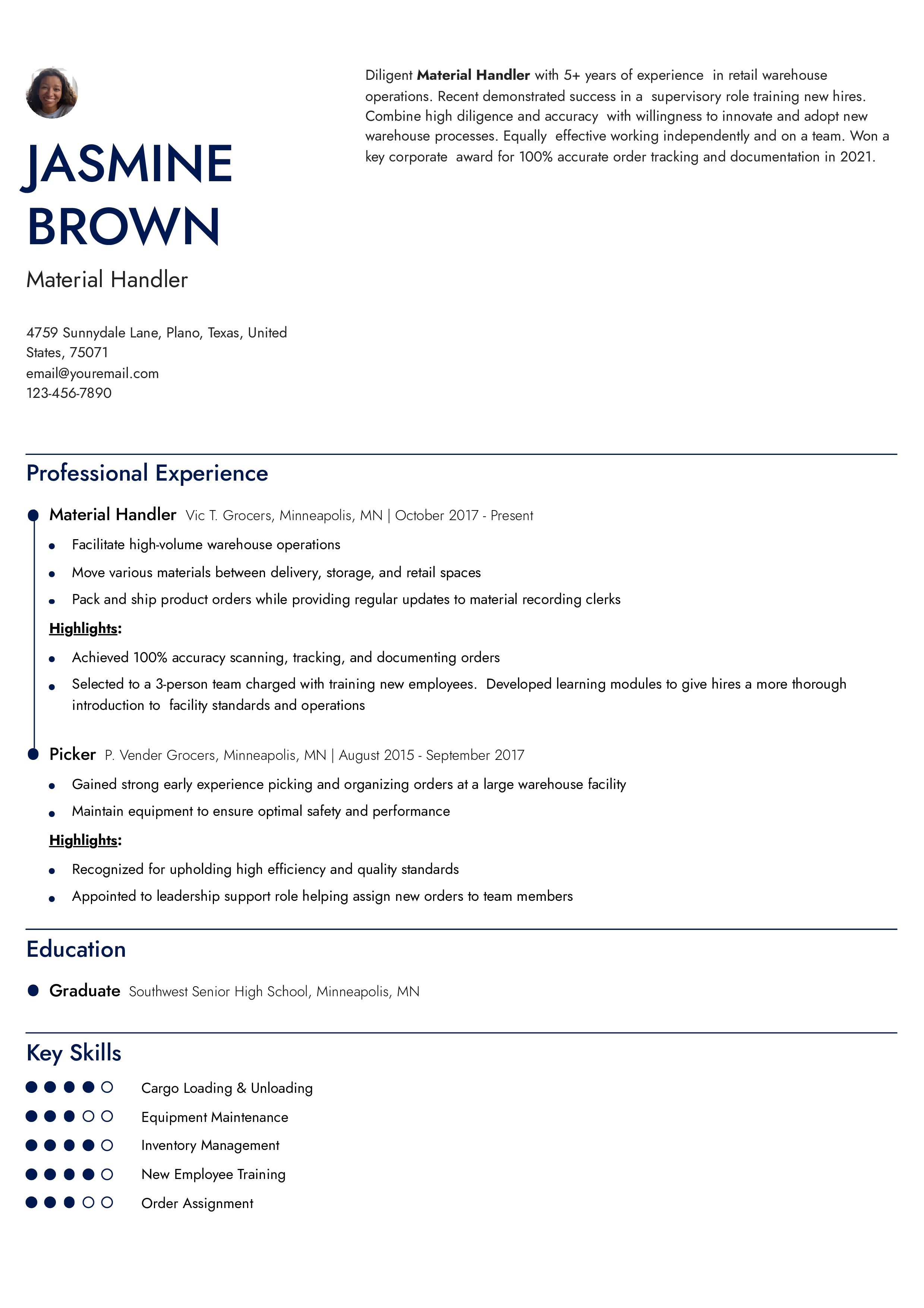 Material Handler Resume Examples - Material Handler Senior Level.pdf 