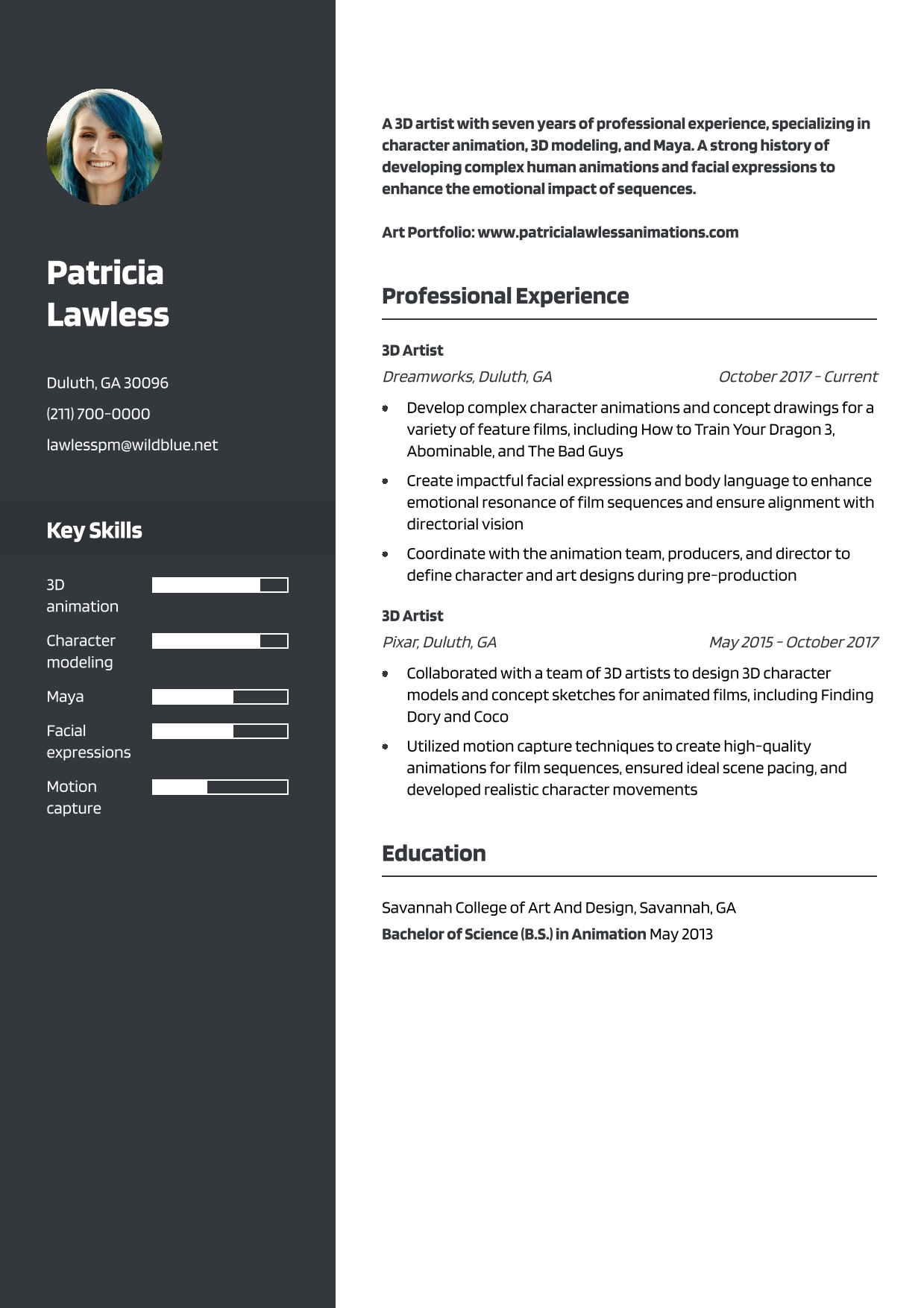 Artist Resume Example