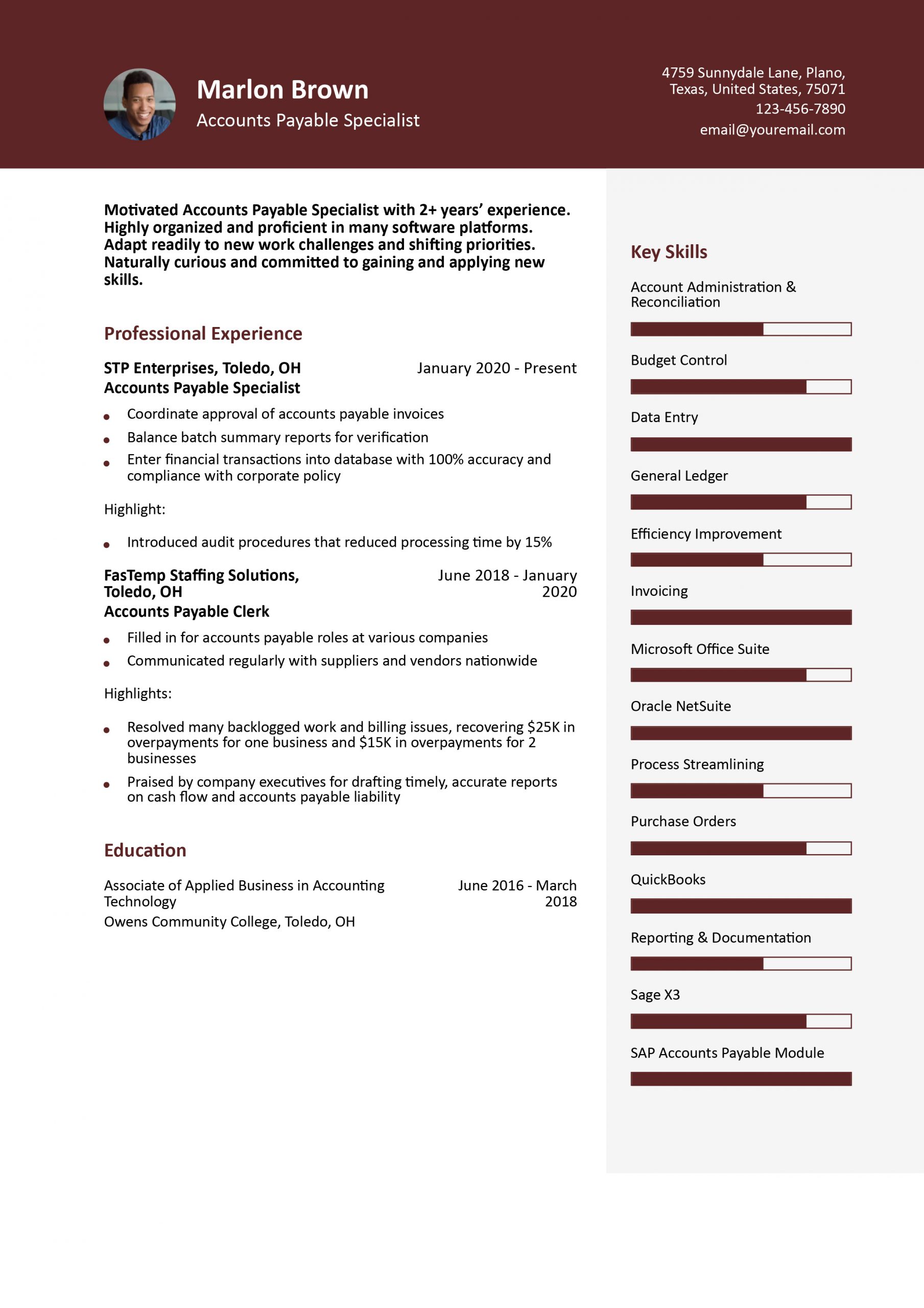 Accounts Payable Specialist Resume Examples and Templates for 2025