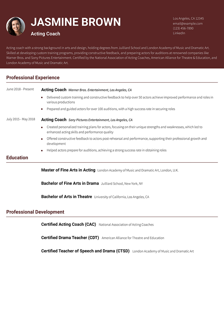 Acting Resume Example