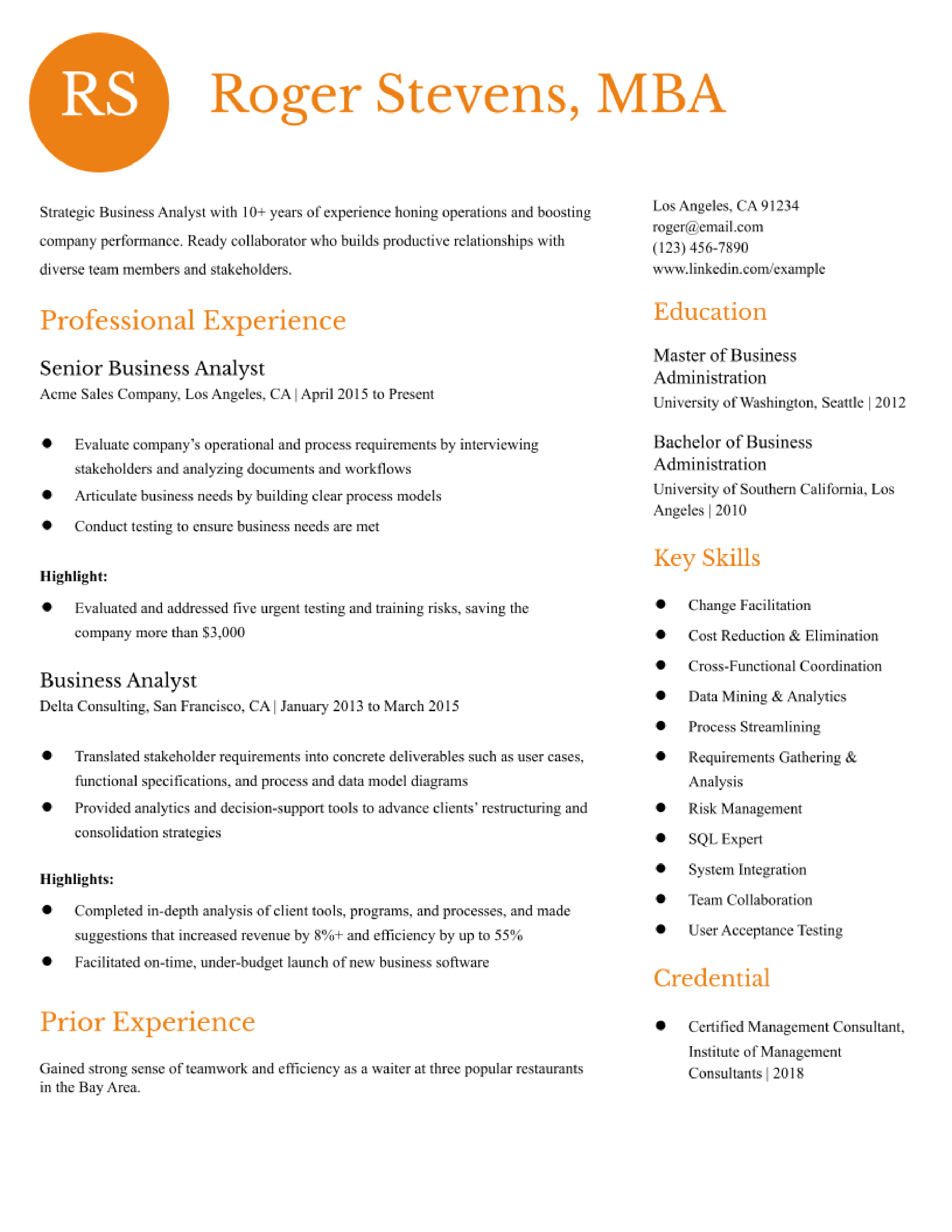 resume example