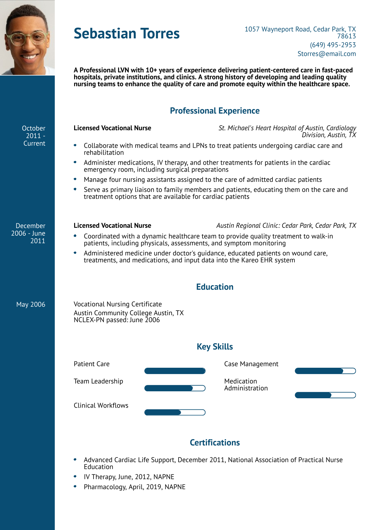 Cardiology LVN Resume Example