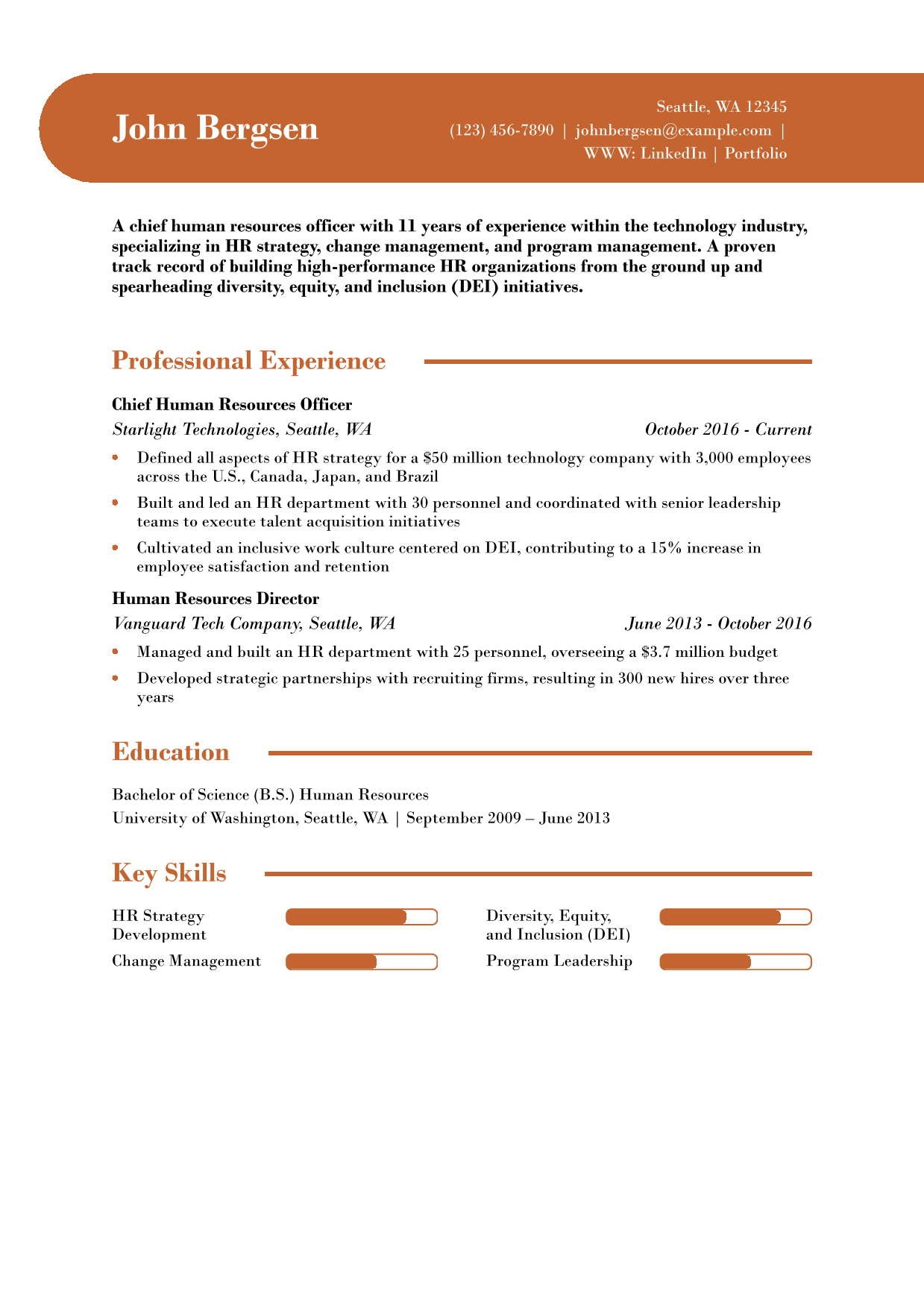 Chief Human Resources Officer Resume Example