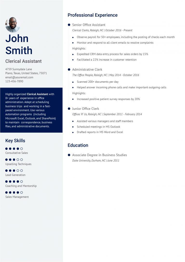Best Clerical Resume Examples and Templates for 2026 - ResumeBuilder.com