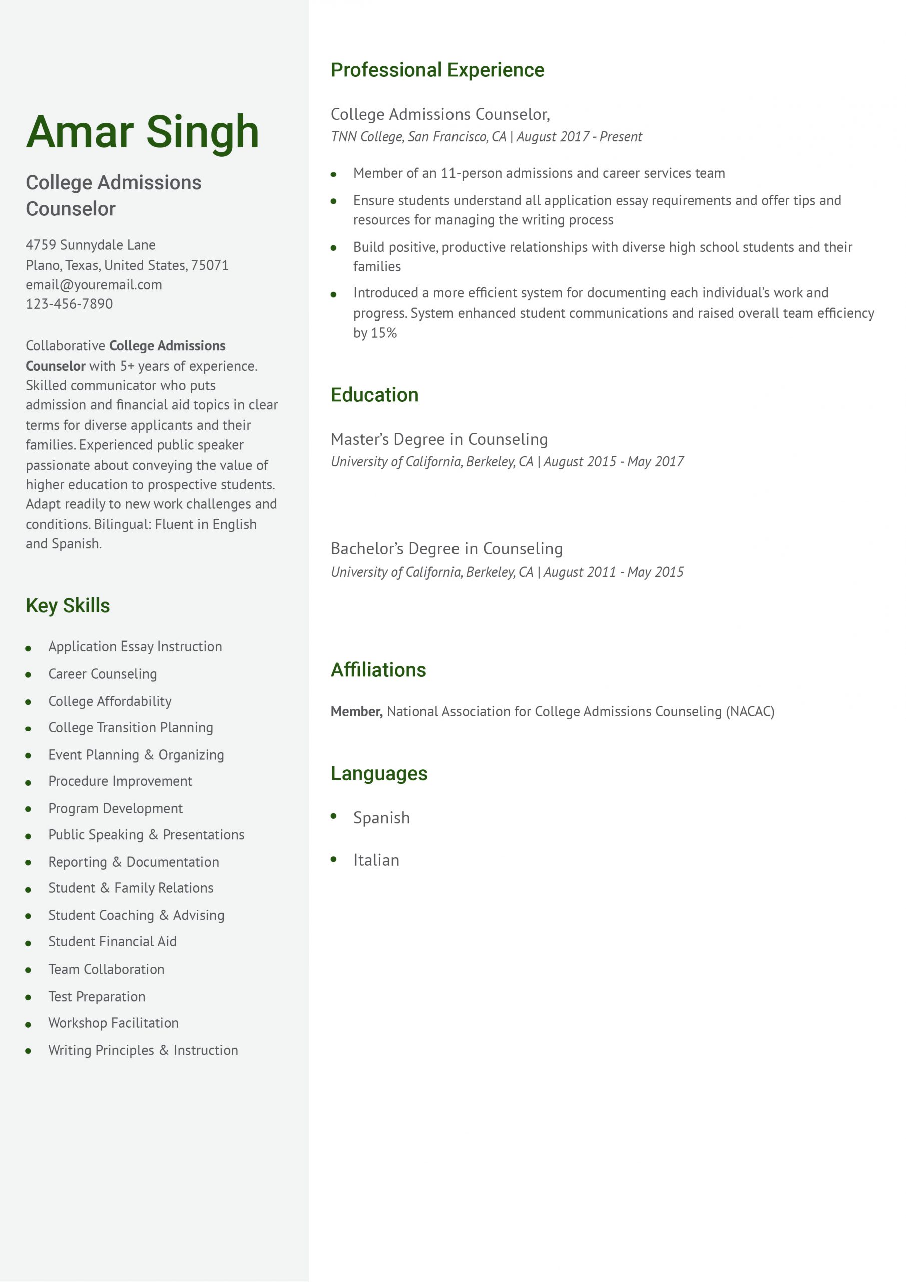 College Admissions Counselor Resume Examples and Templates for 2025