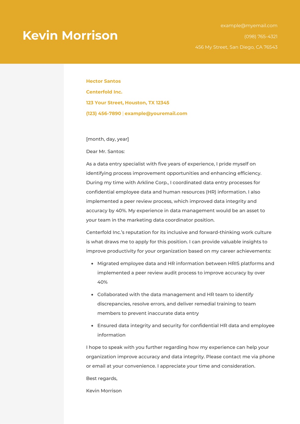 Data Entry Cover Letter Examples and Templates for 2025