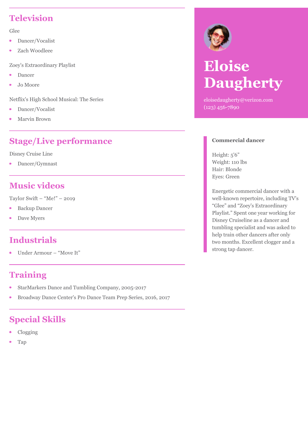 Commercial Dance Resume