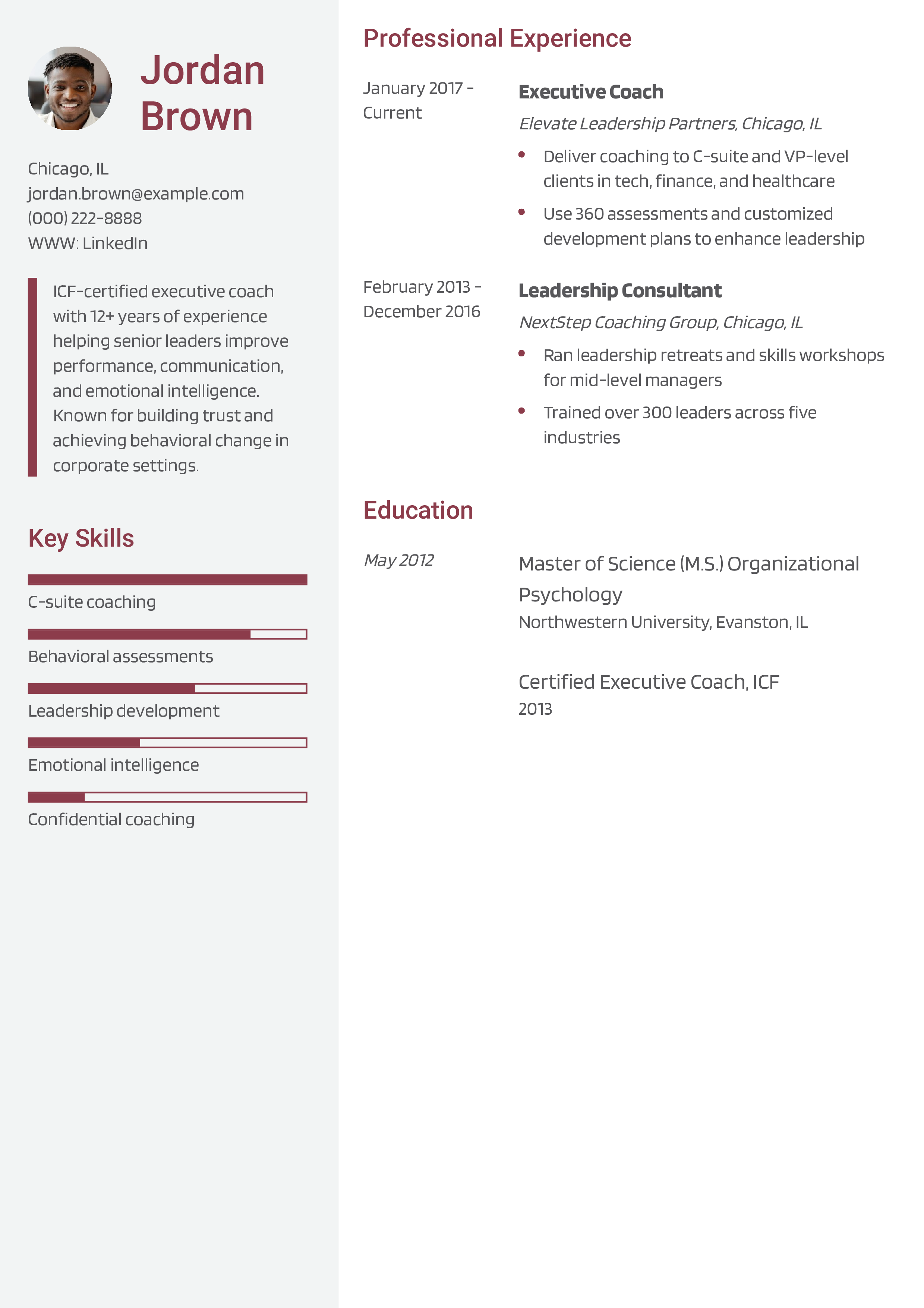 Executive Coach Resume Example