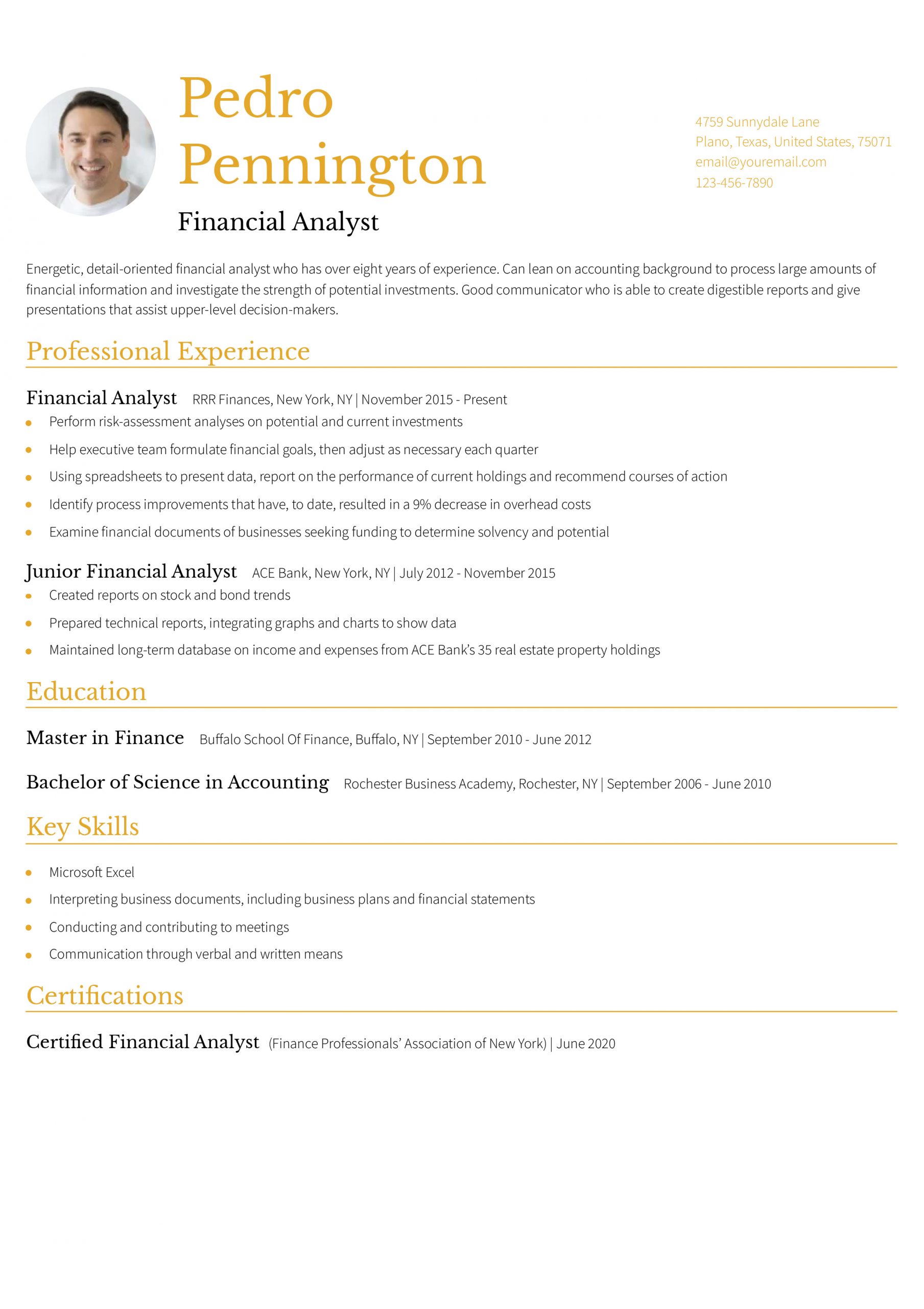 Financial Analyst Resume Examples and Templates for 2025