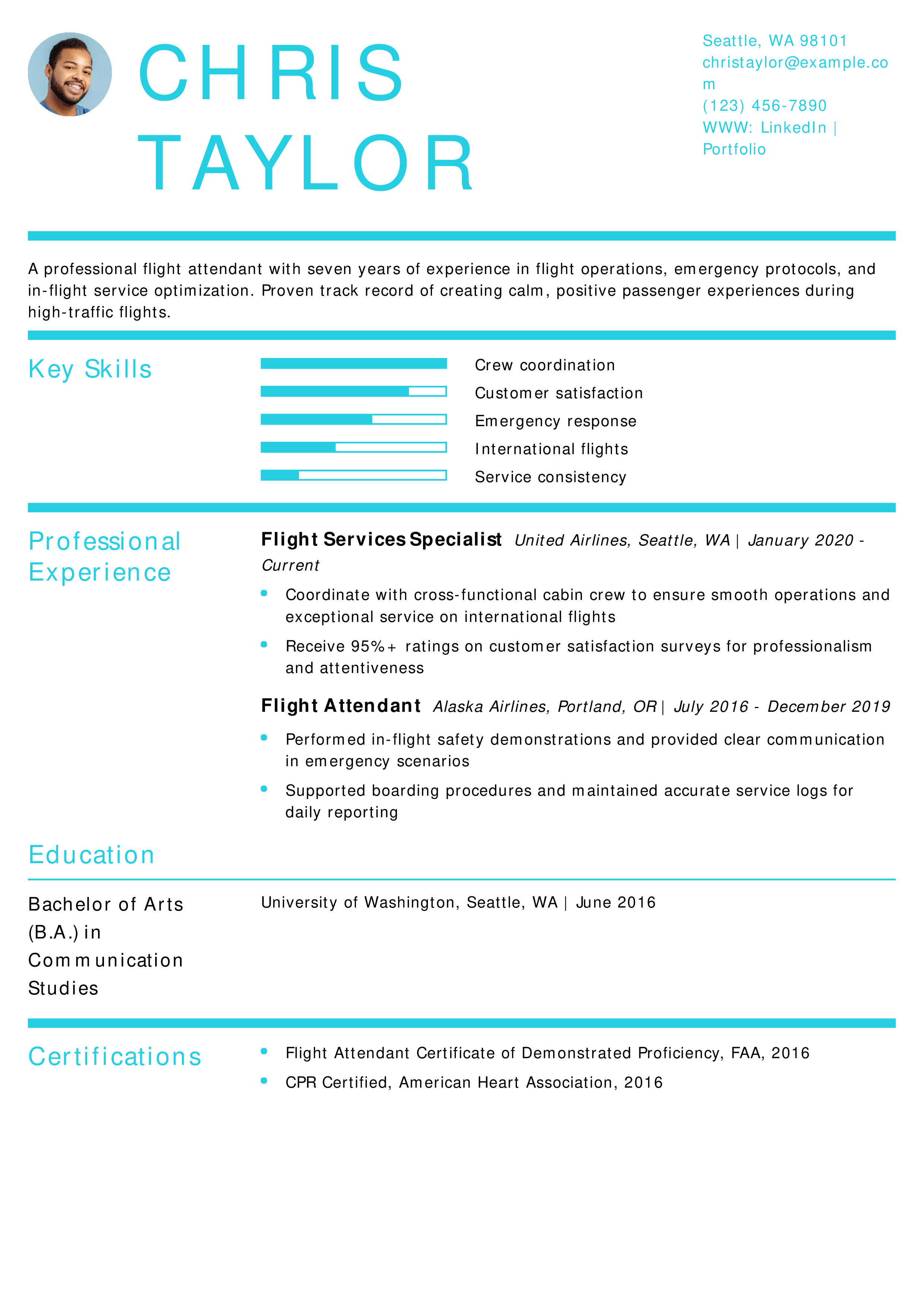 Flight Services Specialist Resume Example