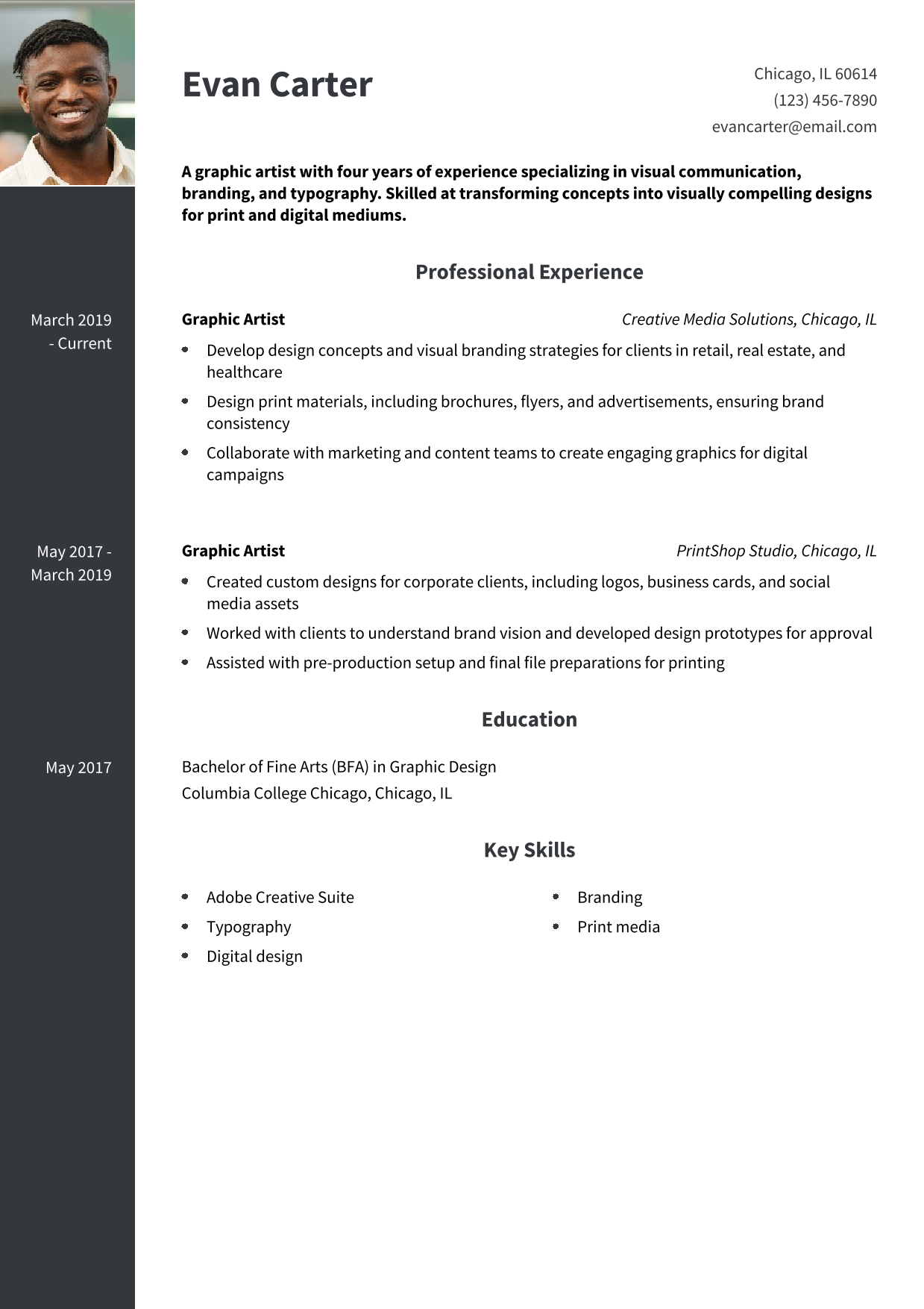 Graphic Artist Resume Example
