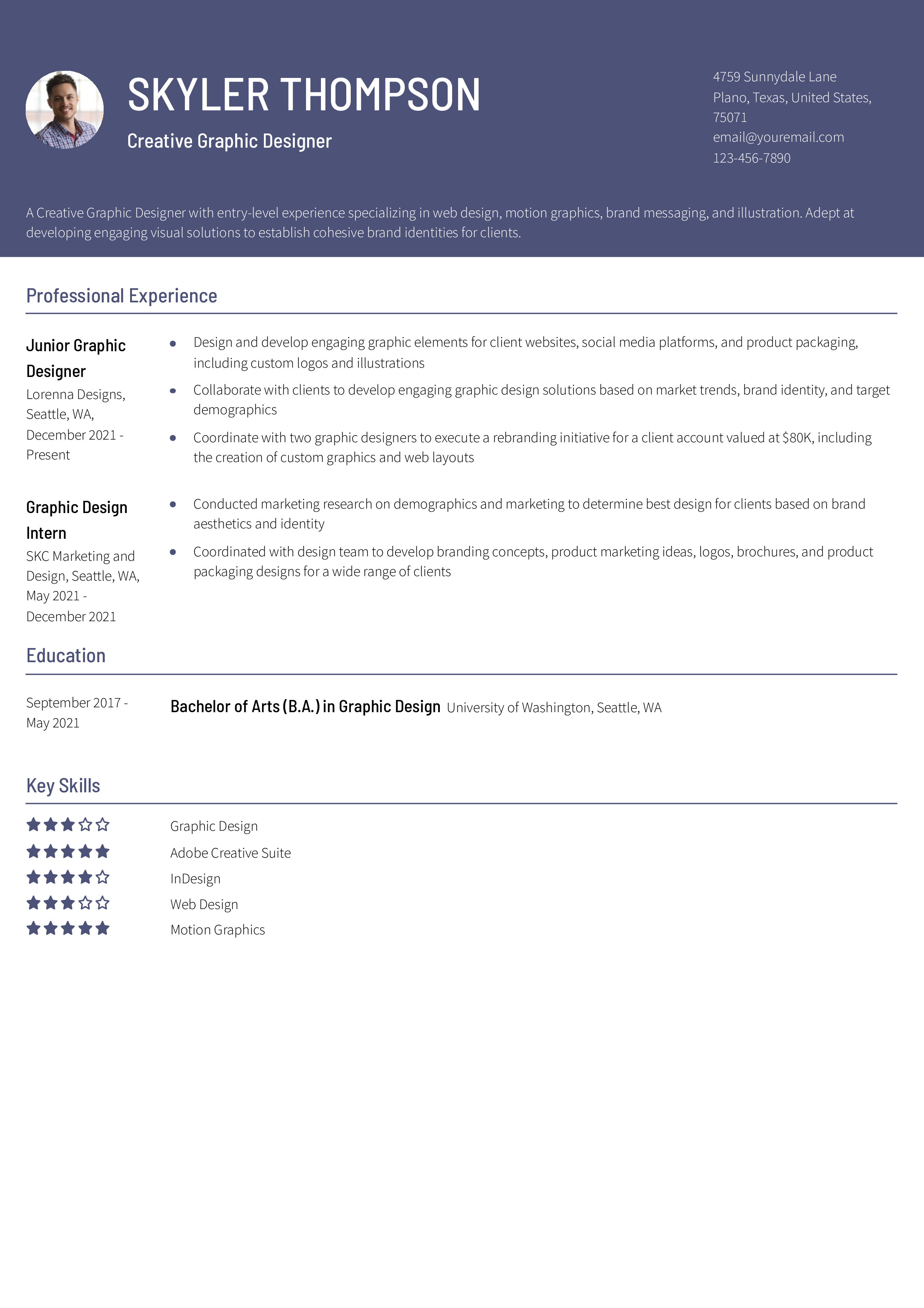 Graphic Designer Resume Example