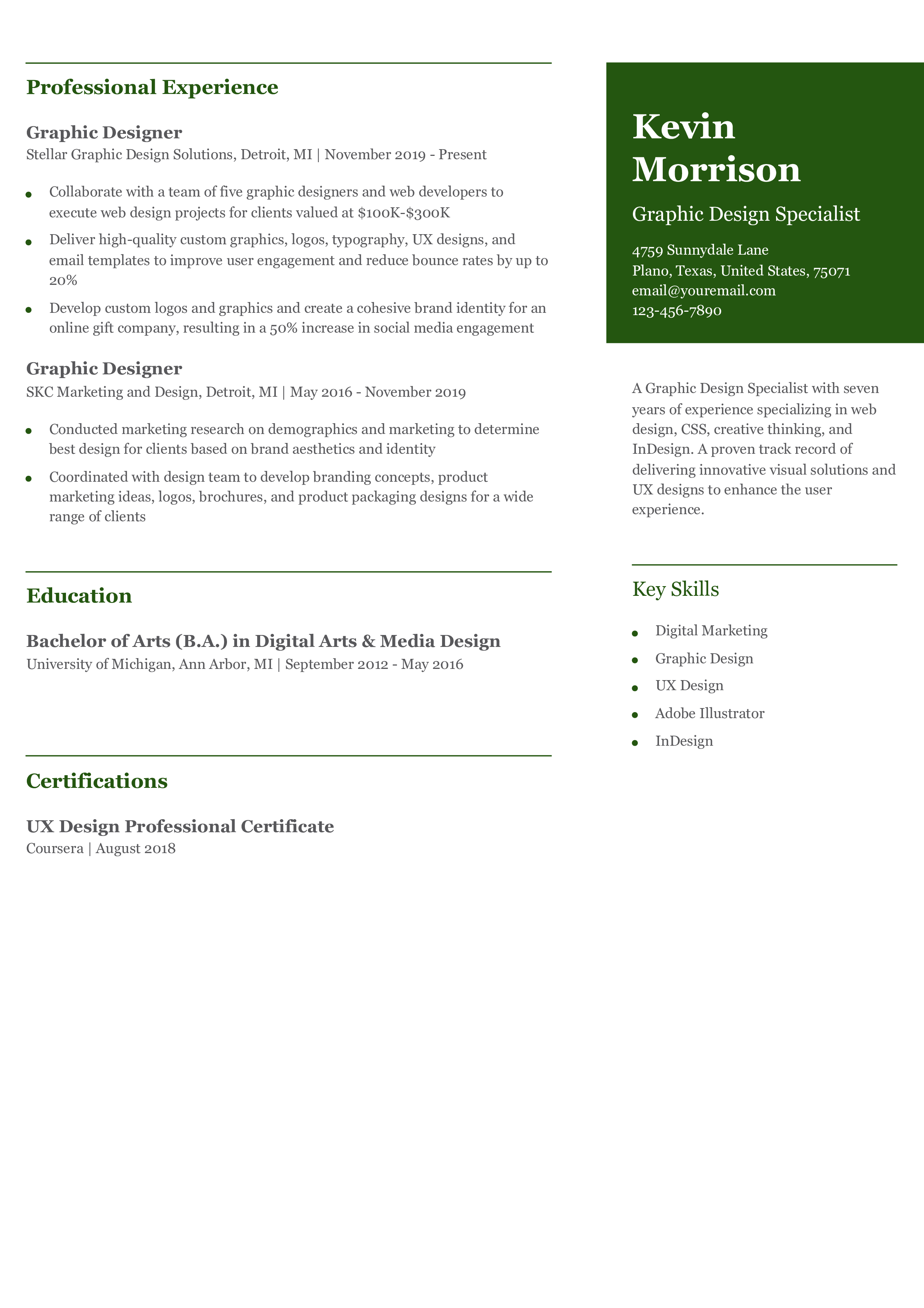 Graphic Design - Mid-Level Resume