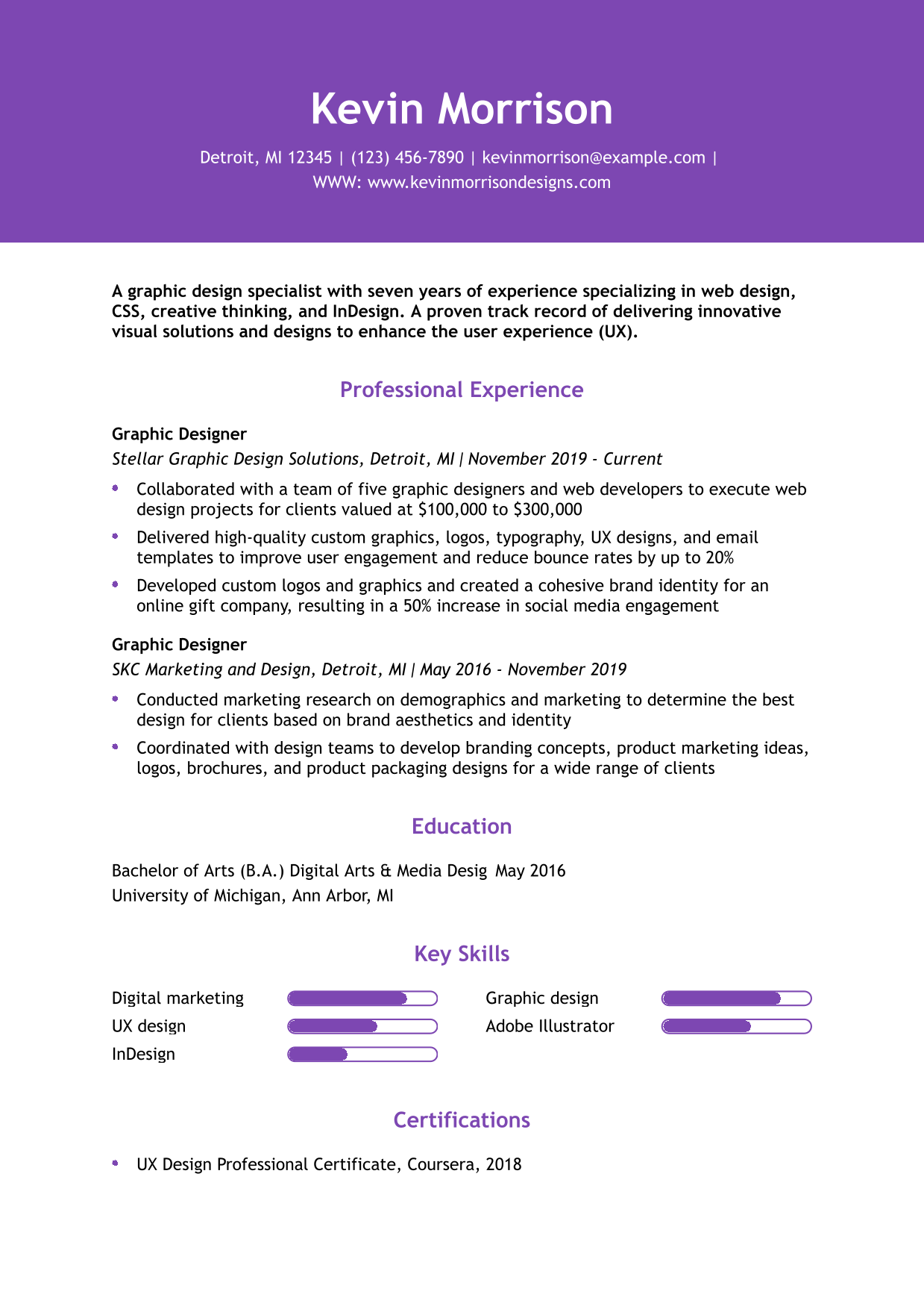Graphic Design Resume Example