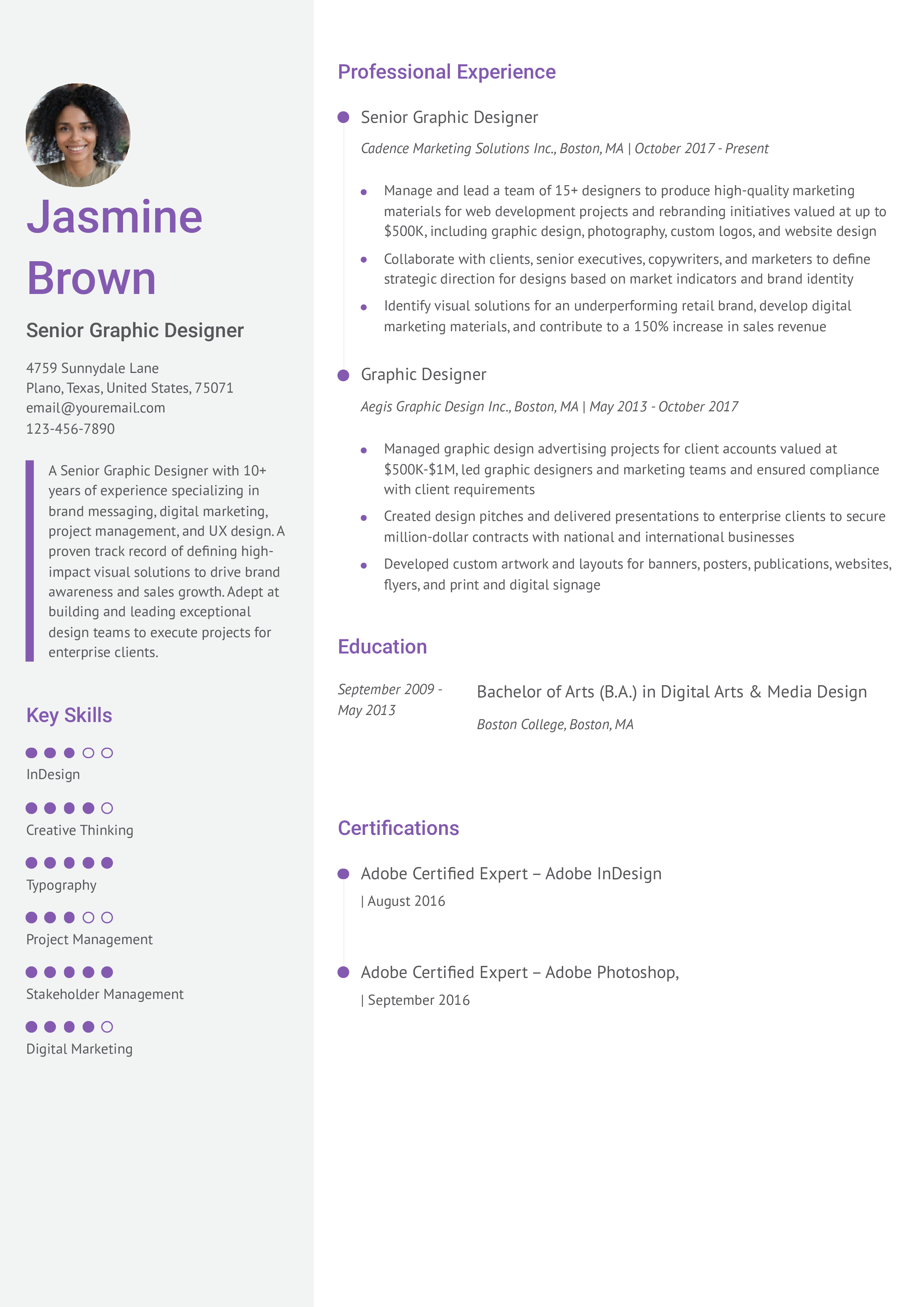 Graphic Design - Senior-Level Resume