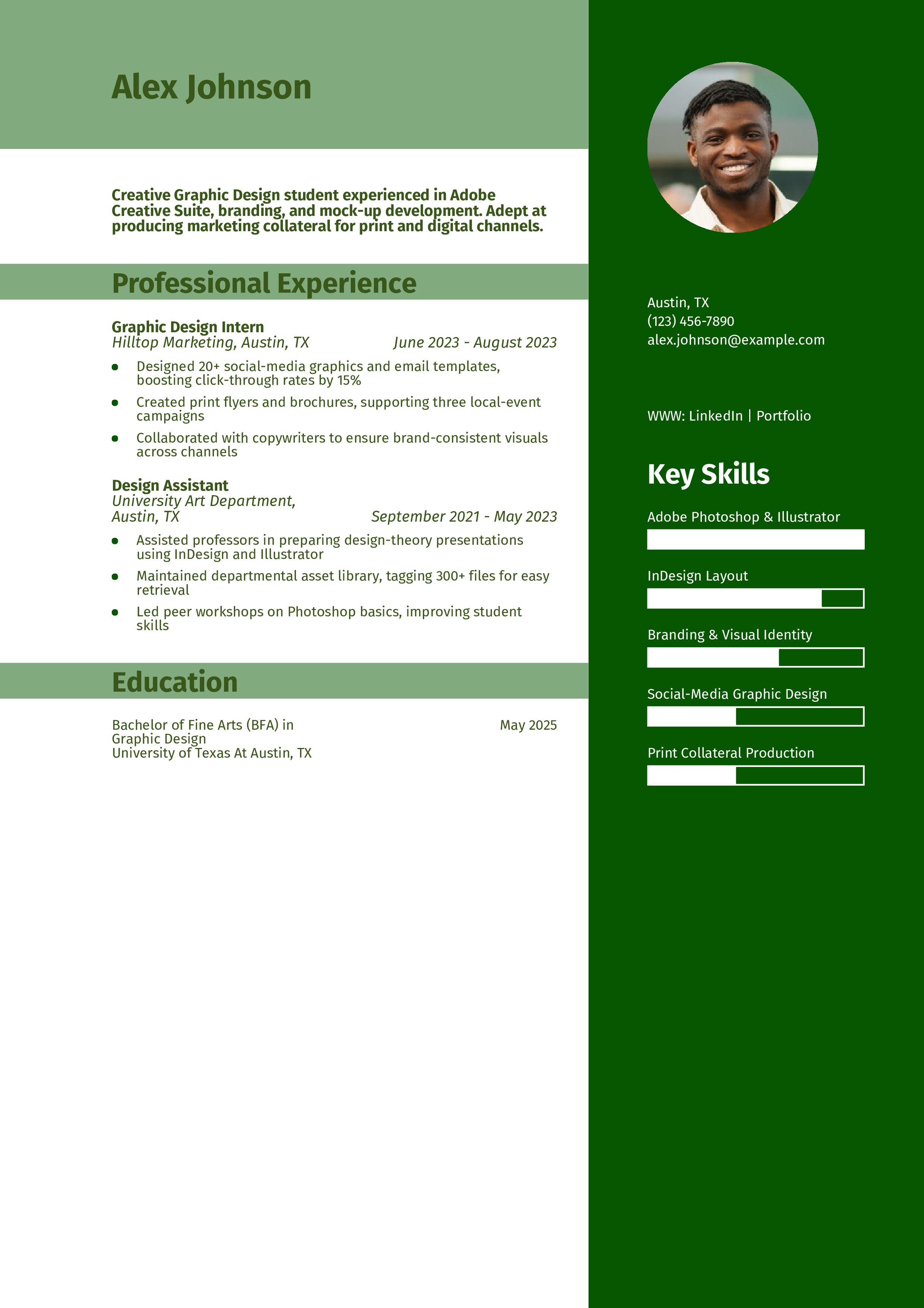 Graphic Design Internship Resume