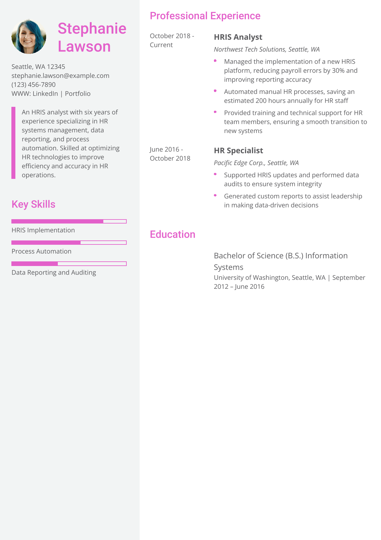 HRIS Analyst Resume Example