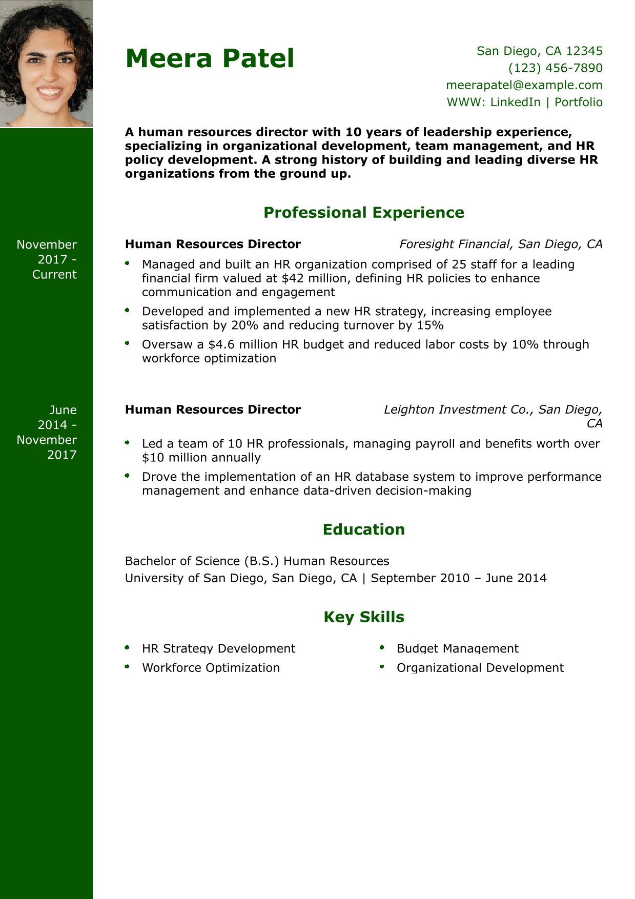 Human Resources Director Resume Example