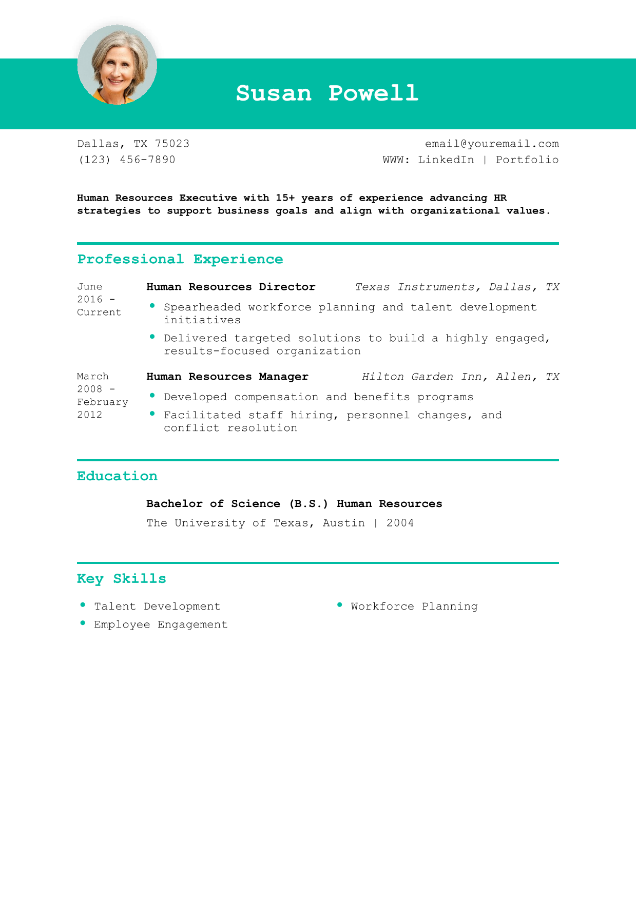 Human Resources Executive Resume Example