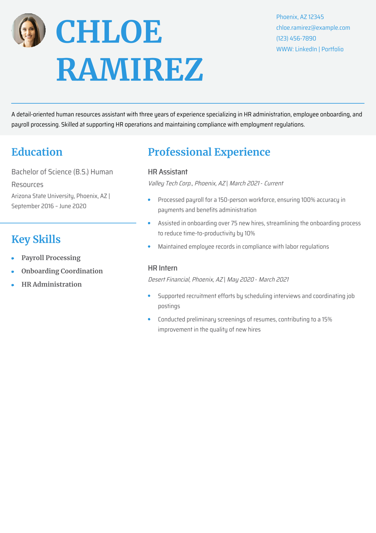 Human Resources (HR) Assistant Resume Example