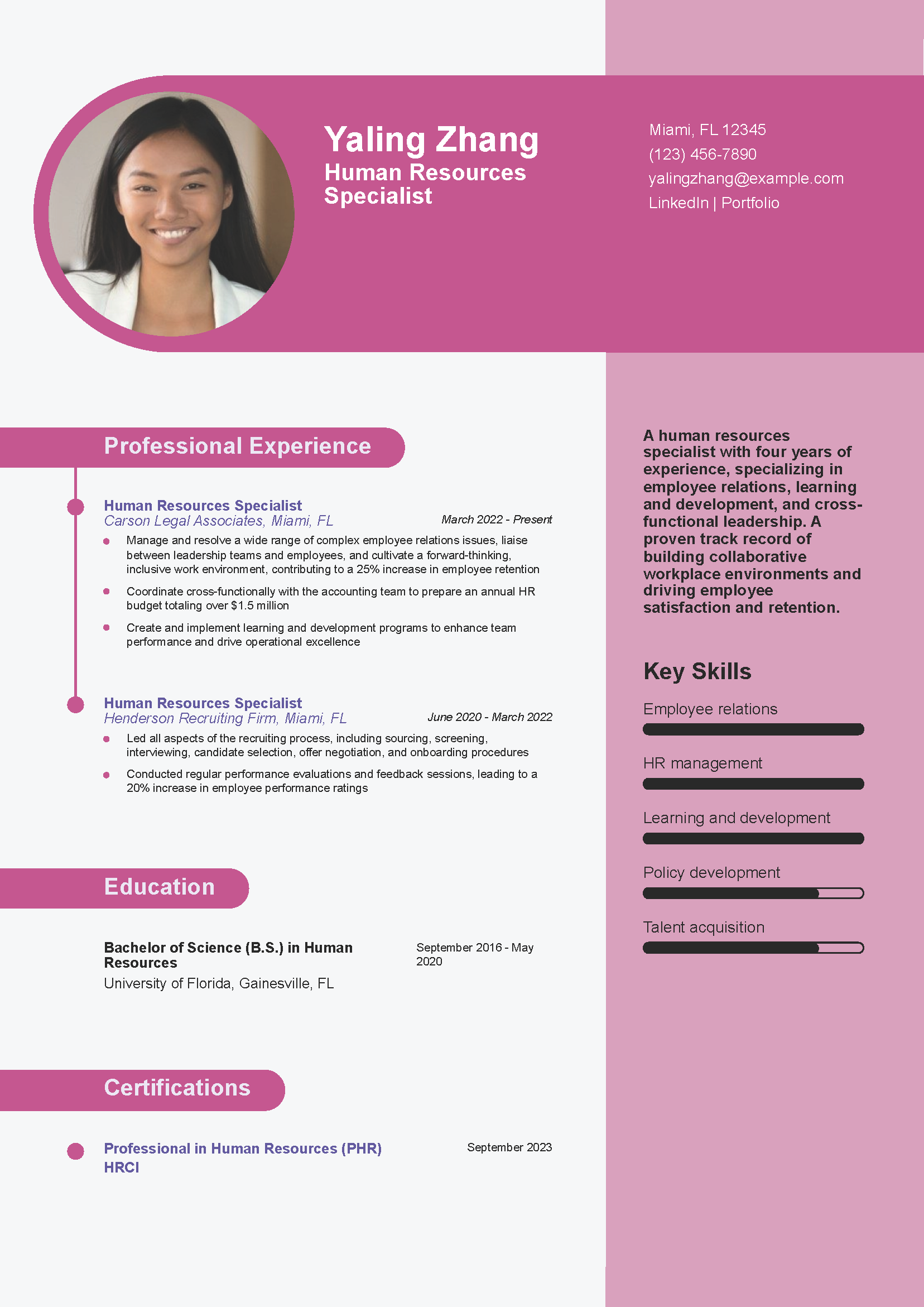 HR Specialist Resume