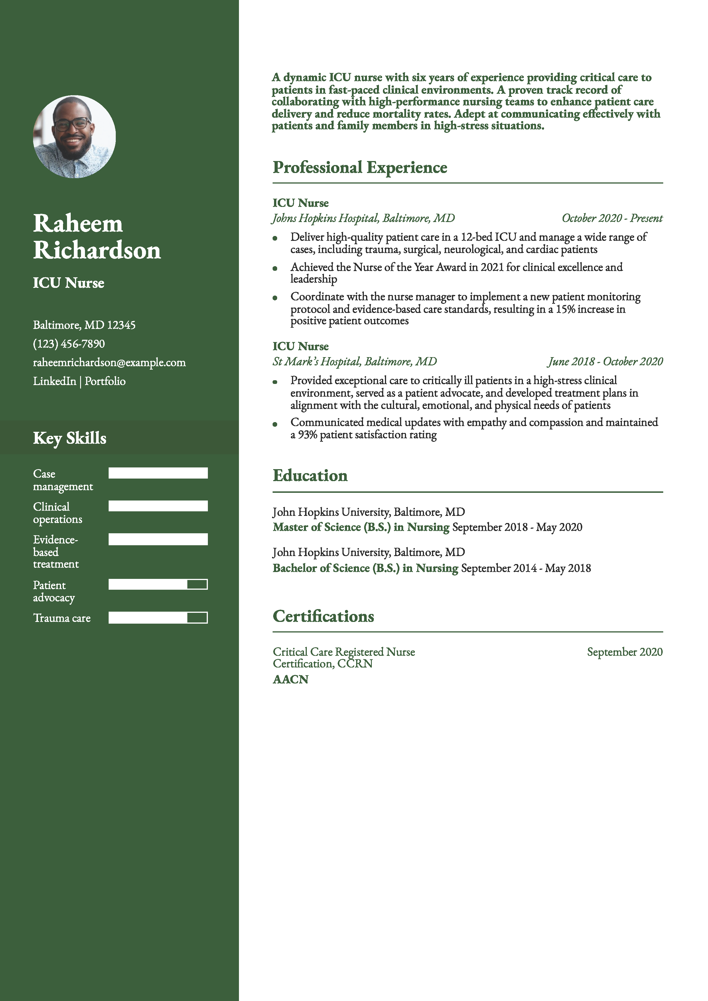 ICU Nurse Resume Example