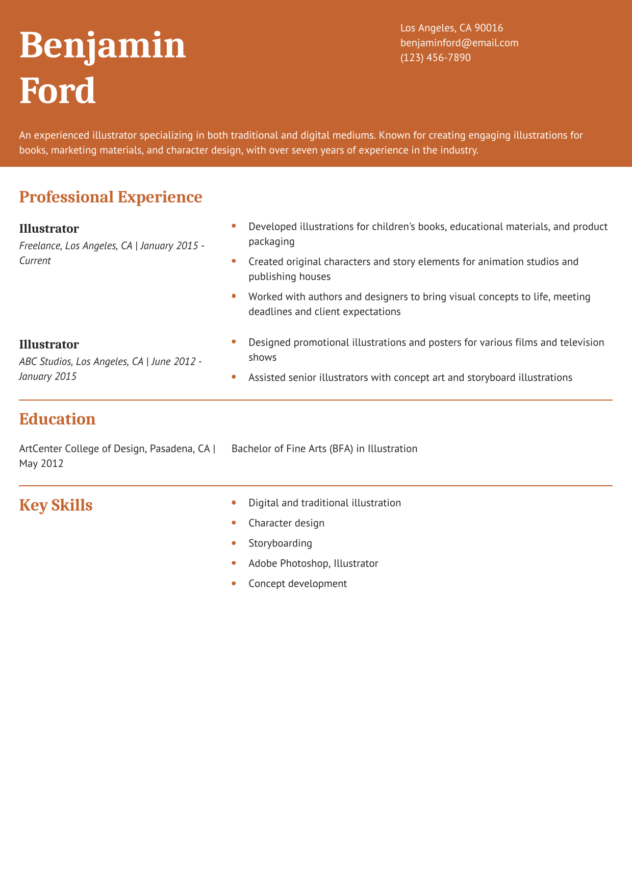 Illustrator Artist Resume Example