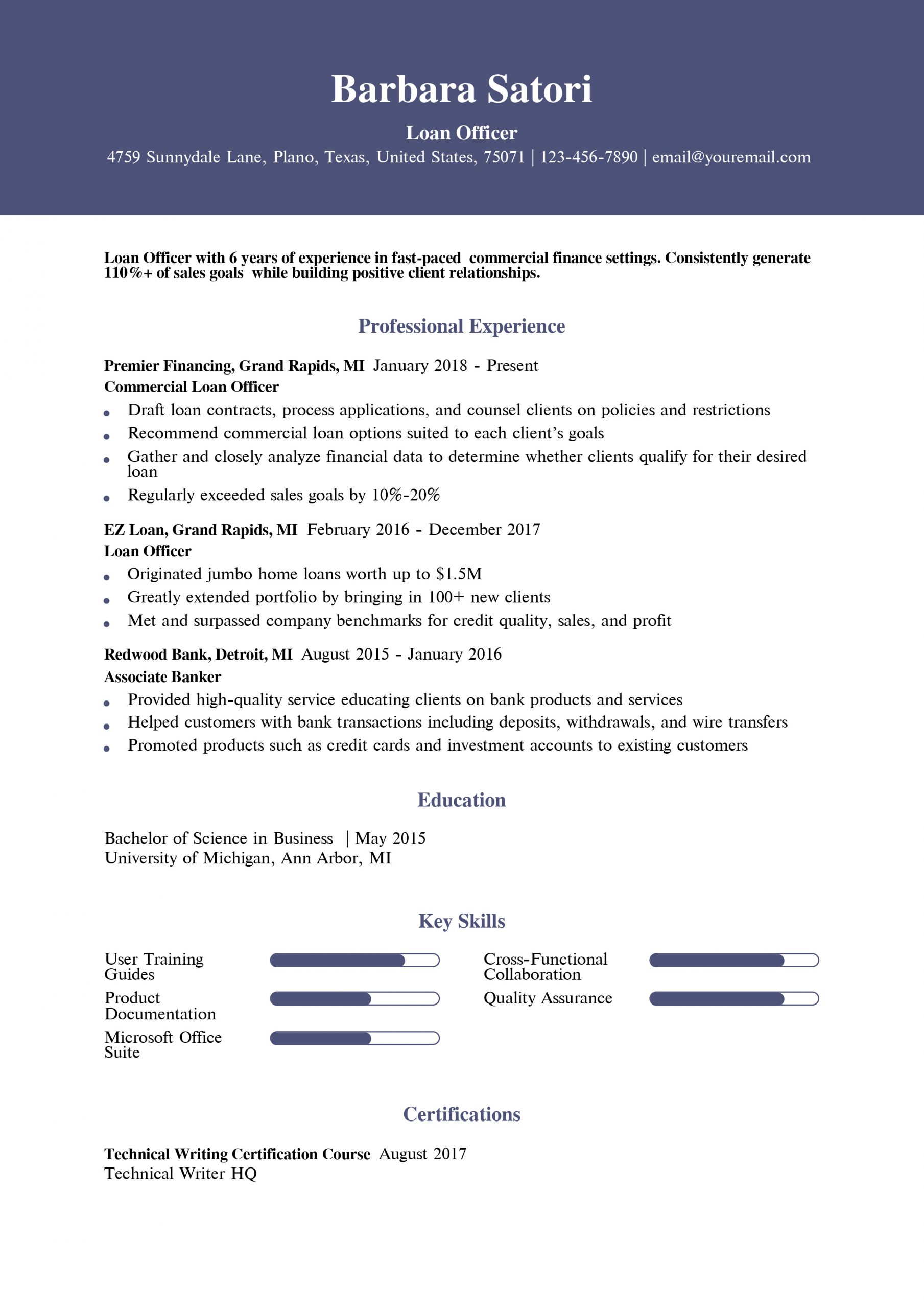 Loan Officer Resume Examples and Templates for 2025